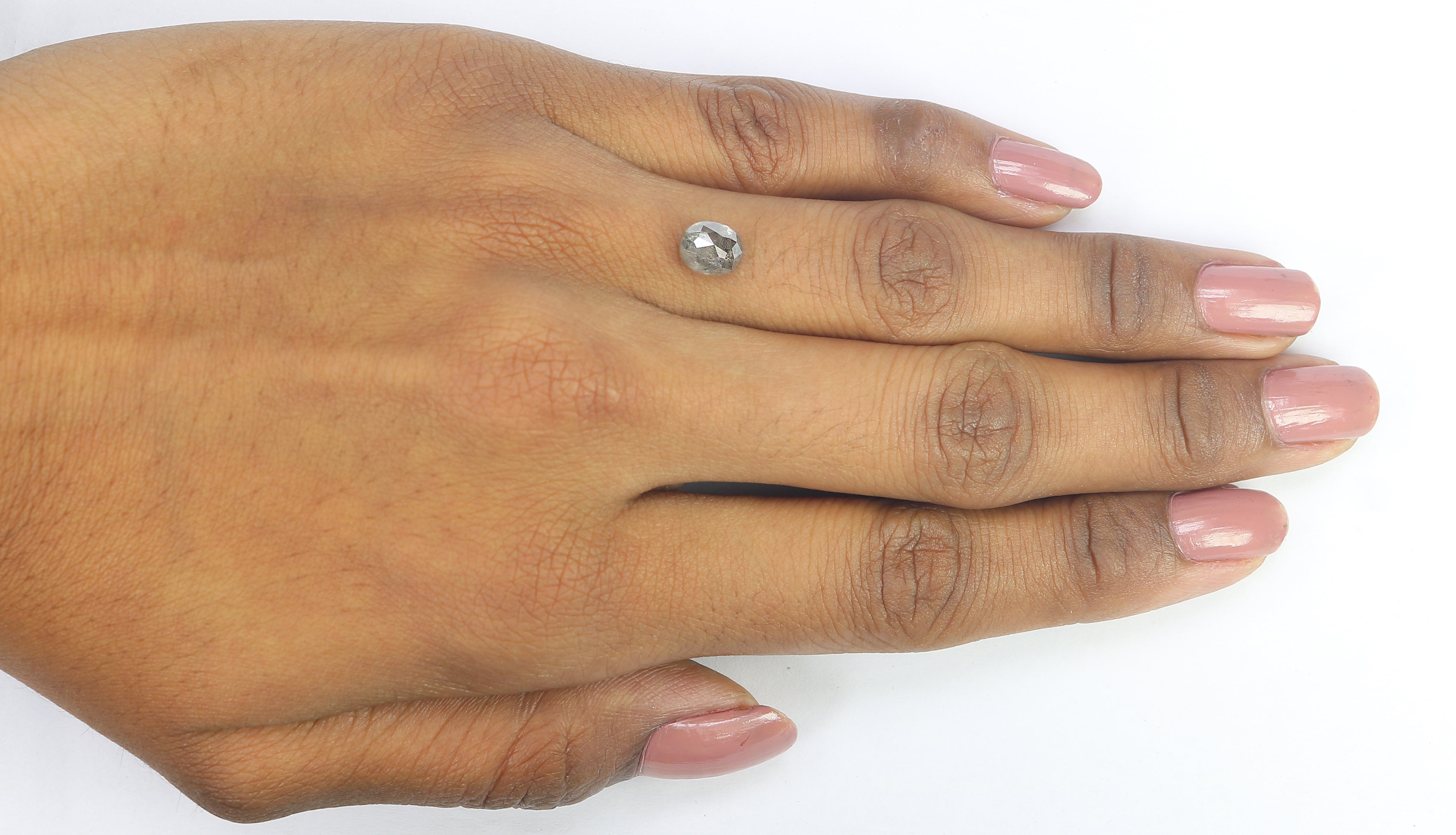 1.17 CT Natural Loose Oval Shape Diamond Salt And Pepper Oval Rose Cut Diamond 6.70 MM Black Grey Color Oval Shape Rose Cut Diamond QL8693