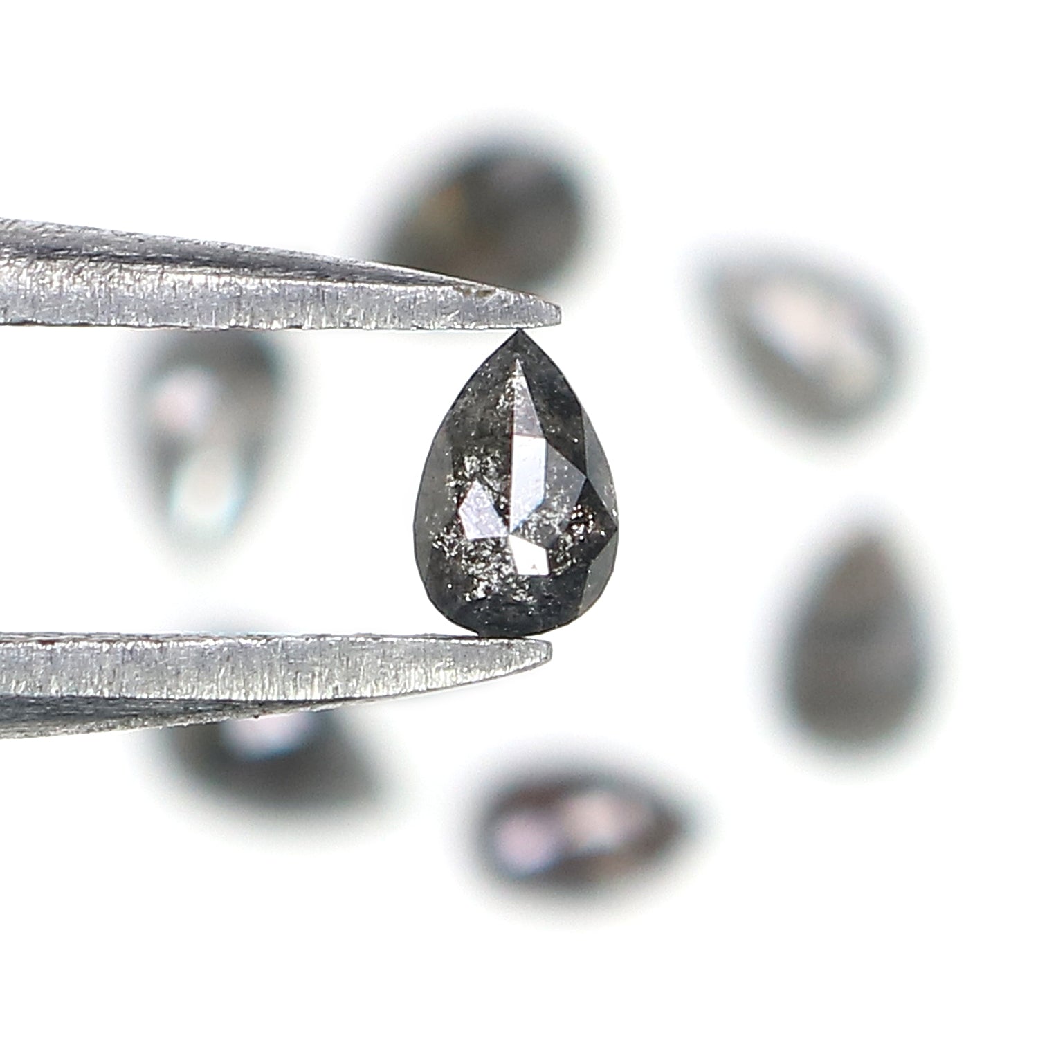 0.94 CT Natural Loose Pear Shape Diamond Salt And Pepper Pear Diamond 4.30 MM Natural Loose Black Grey Color Pear Rose Cut Diamond LQ2734