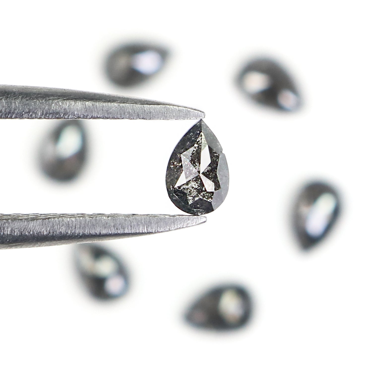 1.05 CT Natural Loose Pear Shape Diamond Salt And Pepper Pear Rose Cut Diamond 3.15 MM Black Grey Color Pear Shape Rose Cut Diamond L1278