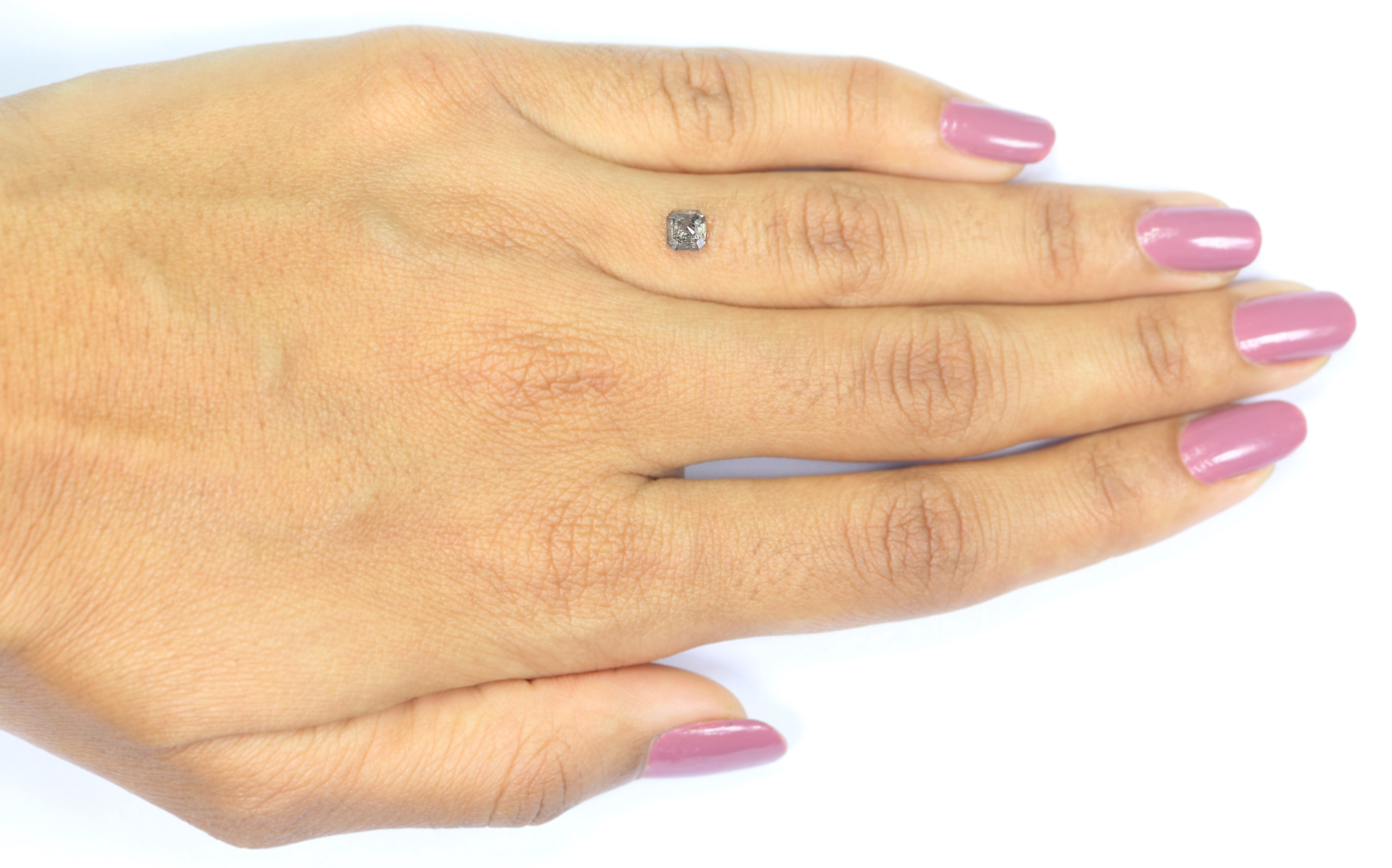 0.64 CT Natural Loose Emerald Shape Diamond Salt And Pepper Emerald Diamond 4.40 MM Natural Black Grey Color Emerald Rose Cut Diamond LQ5078