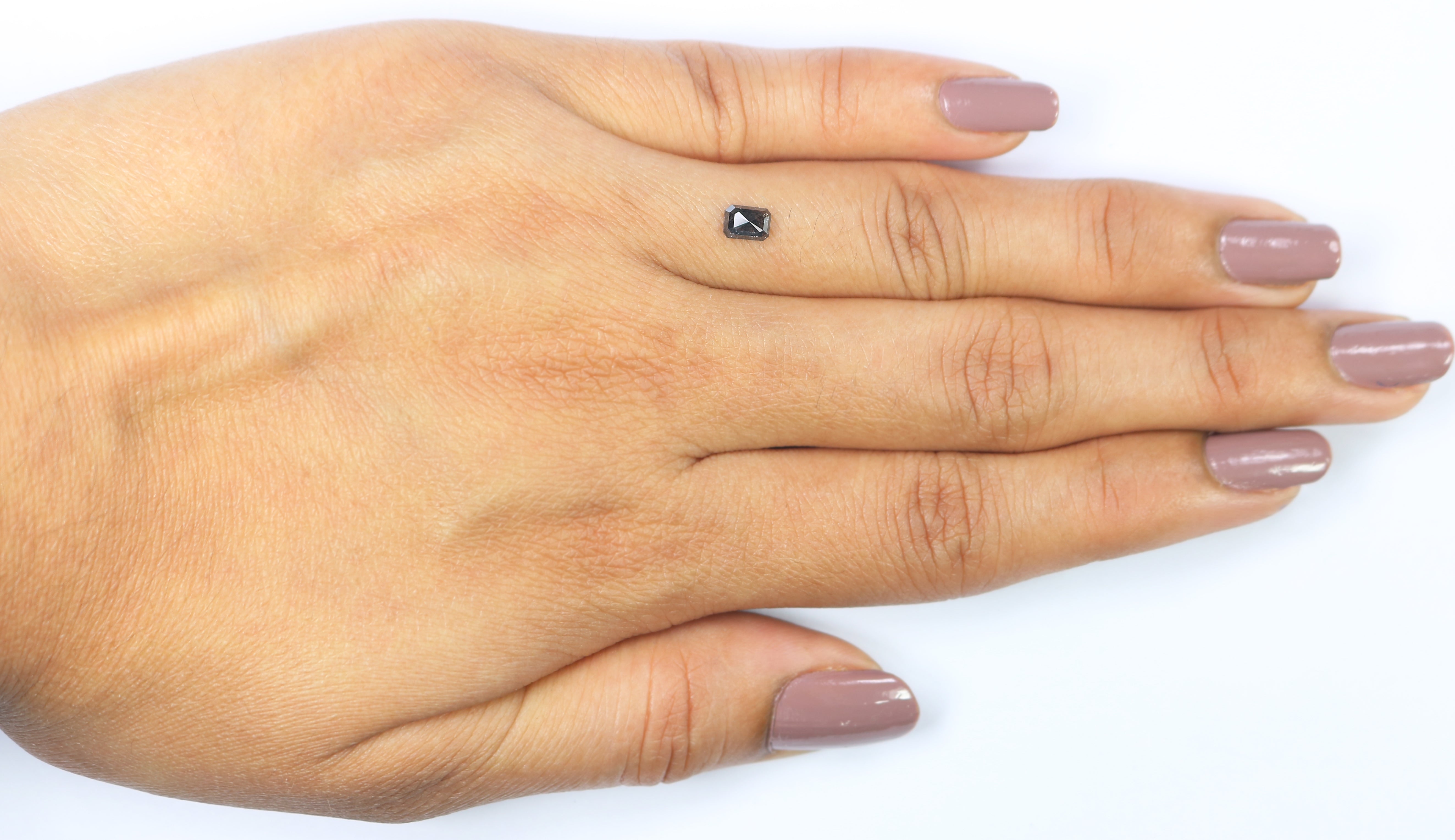 0.38 CT Natural Loose Emerald Shape Diamond Salt And Pepper Emerald Diamond 4.60 MM Black Grey Color Emerald Shape Rose Cut Diamond QK180