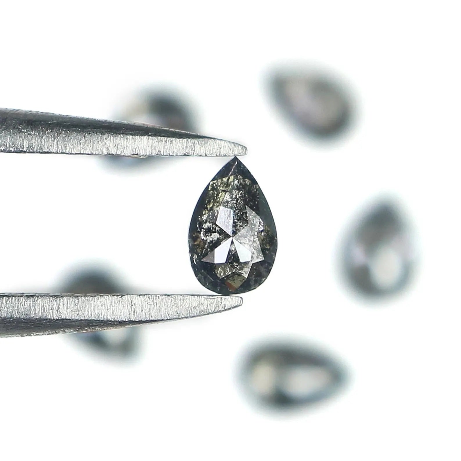 0.97 CT Natural Loose Pear Shape Diamond Salt And Pepper Pear Diamond 4.20 MM Natural Loose Black Grey Color Pear Rose Cut Diamond NQ1566