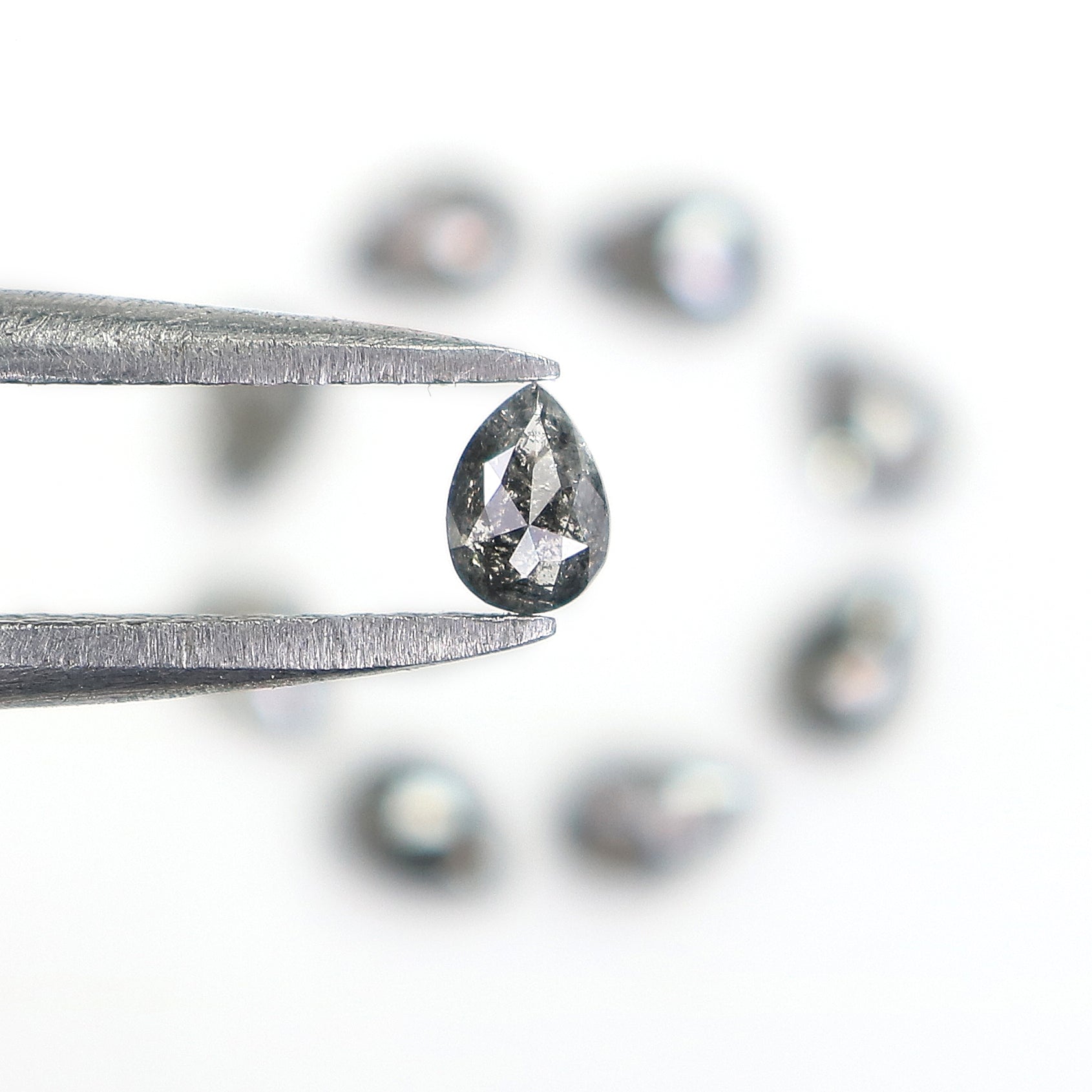 1.13 CT Natural Loose Pear Shape Diamond Salt And Pepper Pear Diamond 3.60 MM Natural Loose Black Grey Color Pear Rose Cut Diamond QL1284