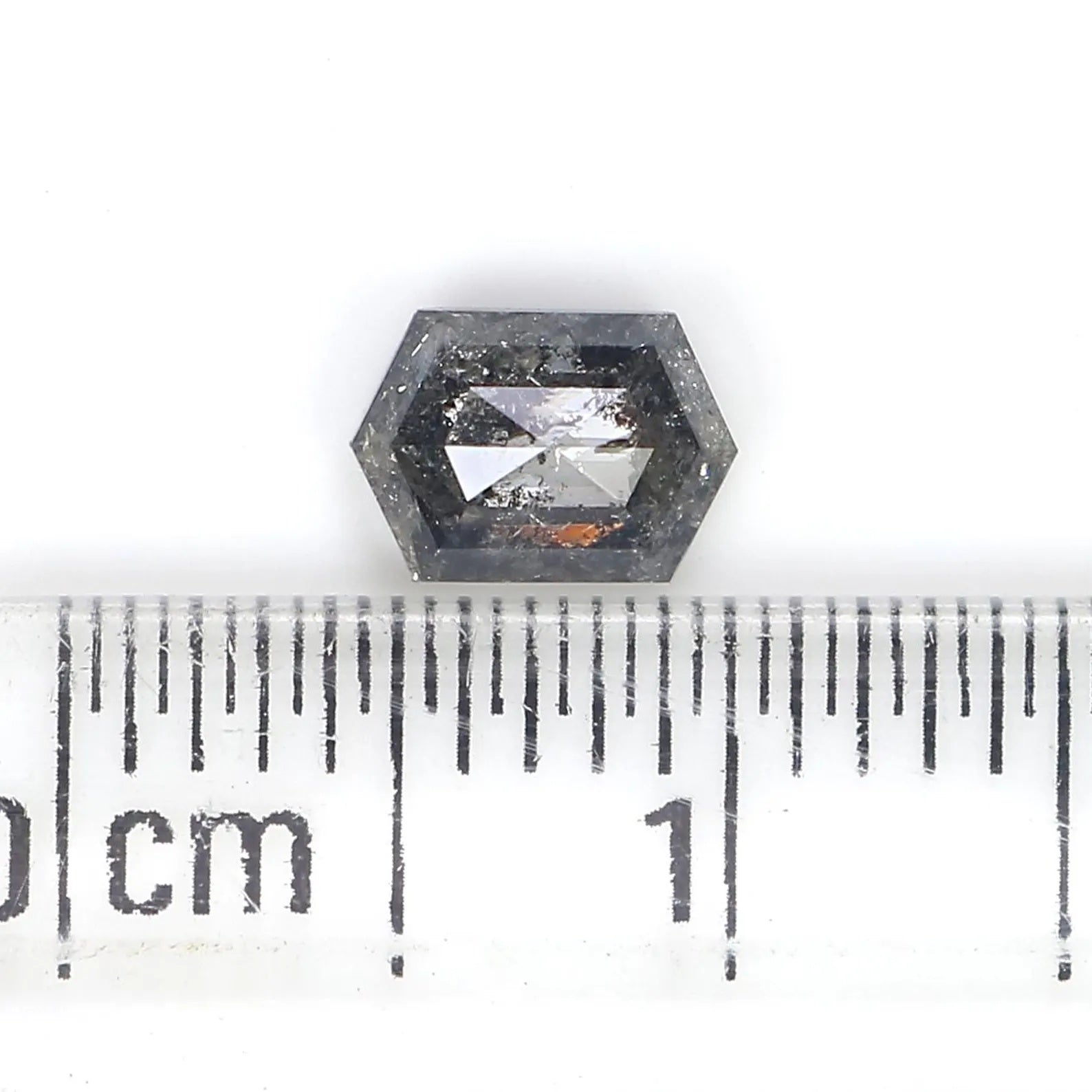 0.57 CT Natural Loose Hexagon Shape Diamond Salt And Pepper Hexagon Diamond 5.80 MM Natural Black Grey Color Hexagon Rose Cut Diamond QN1254