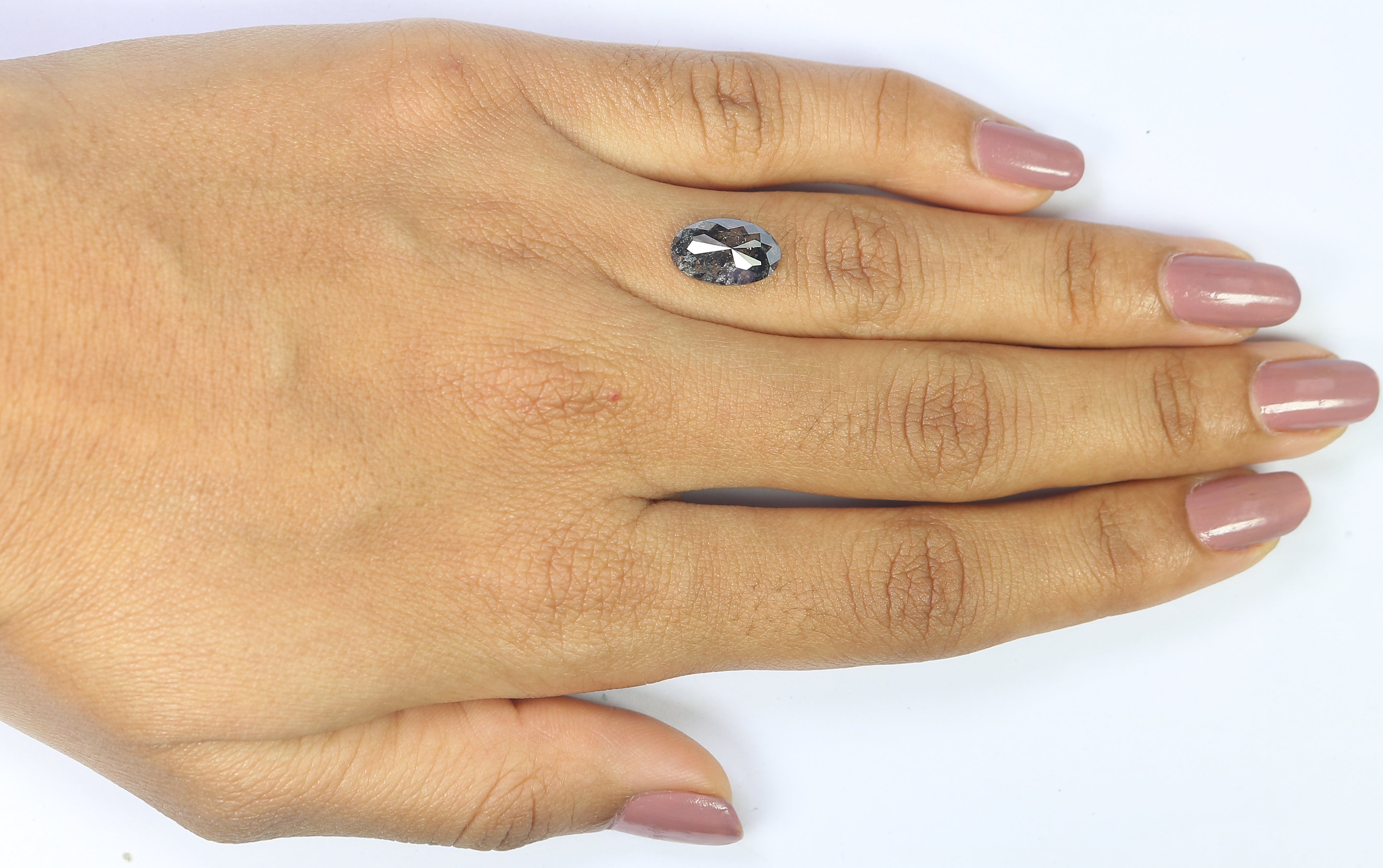 2.60 CT Natural Loose Oval Shape Diamond Salt And Pepper Oval Diamond 11.70 MM Natural Loose Black Grey Color Oval Rose Cut Diamond L3406