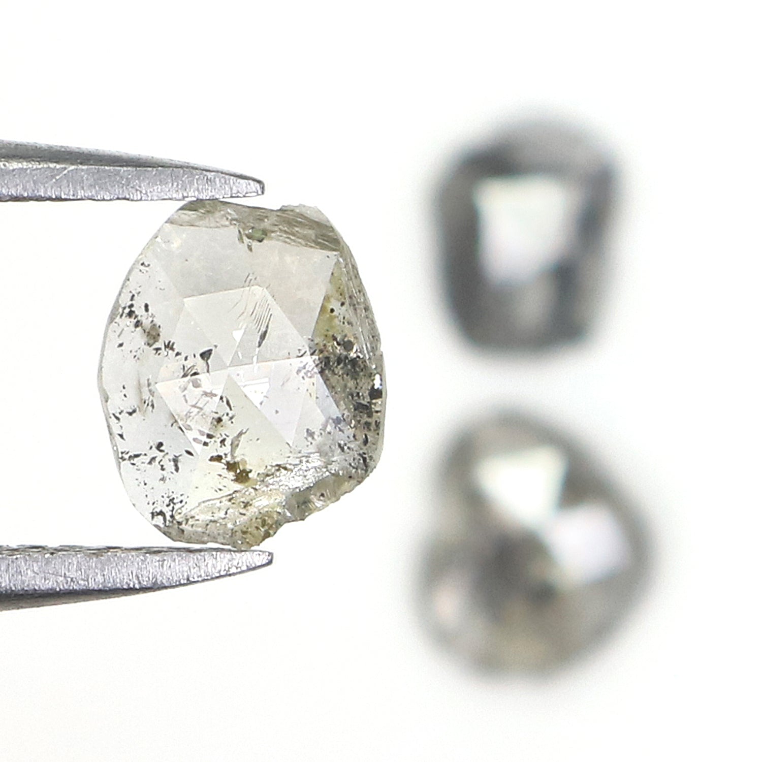 1.40 Ct Natural Loose Slice Shape Diamond Salt And Pepper Slice Cut Diamond 6.85 MM Natural Black Grey Diamond Irregular Cut Diamond L3455