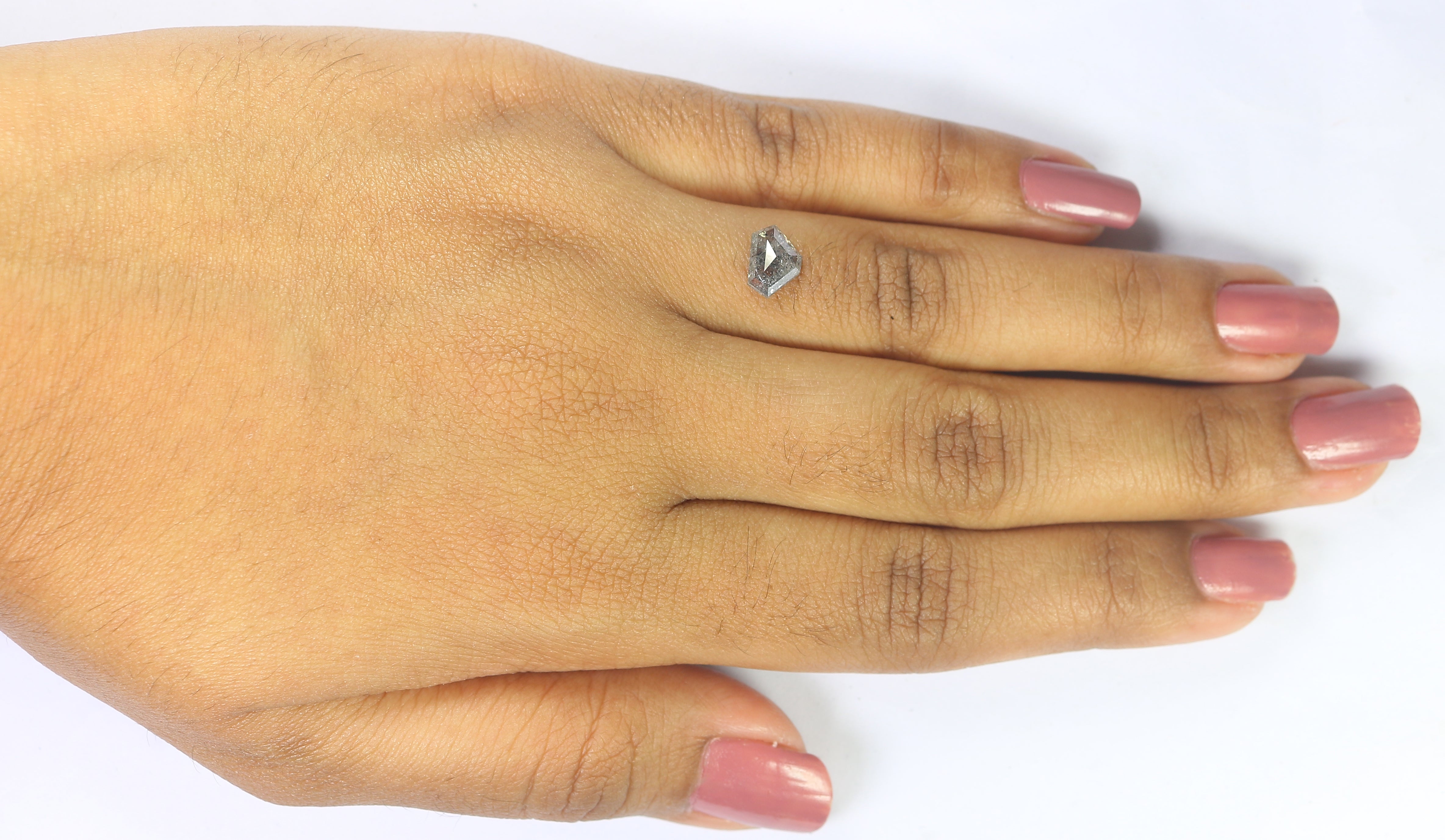 1.09 Ct Natural Loose Shield Shape Diamond Salt And Pepper Shield Cut Diamond 5.45 MM Black Gray Color Shield Shape Rose Cut Diamond QL253