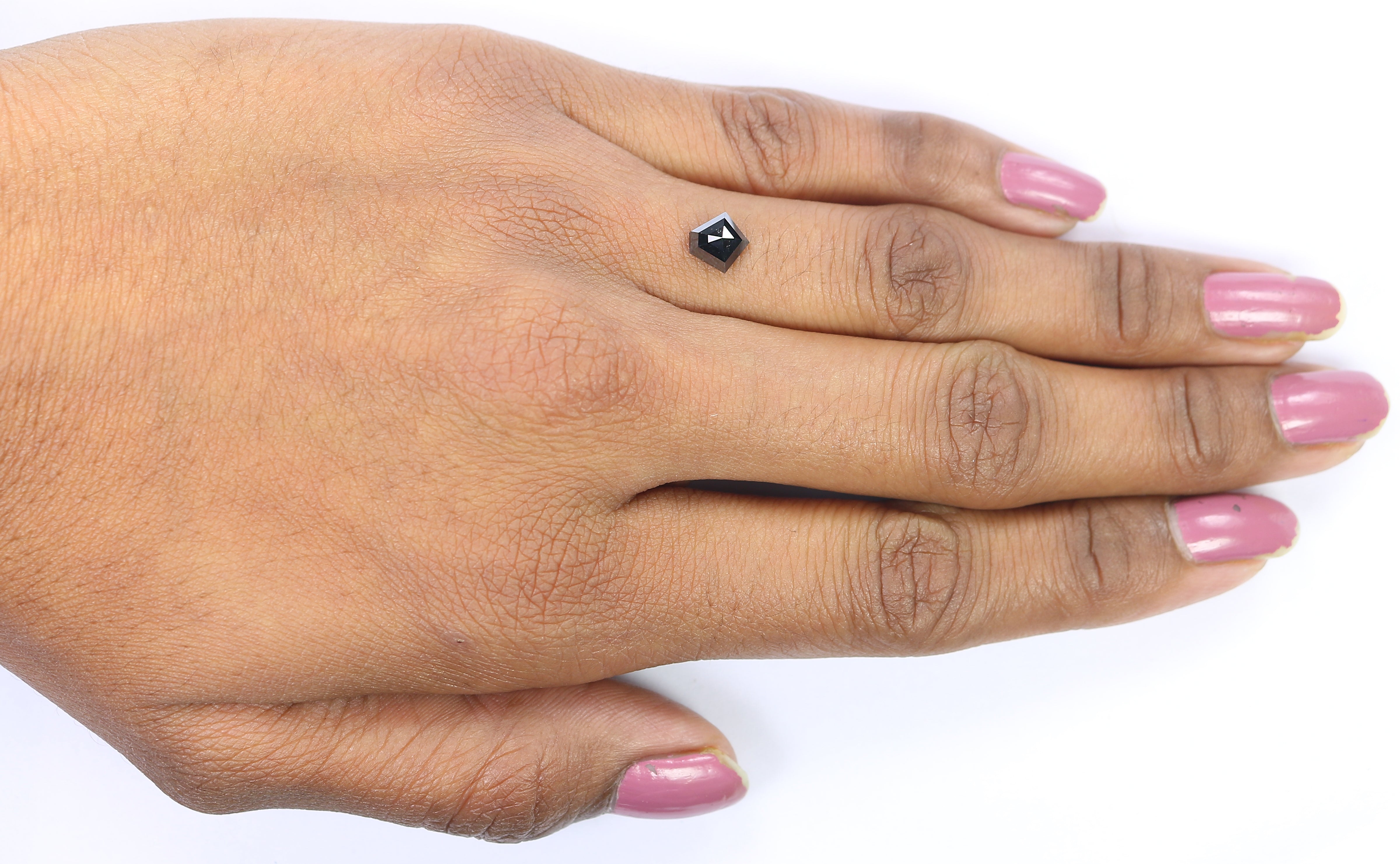 0.78 CT Natural Loose Pentagon Shape Diamond Black Color Pentagon Diamond 6.35 MM Natural Loose Black Color Pentagon Rose Cut Diamond LQ9608