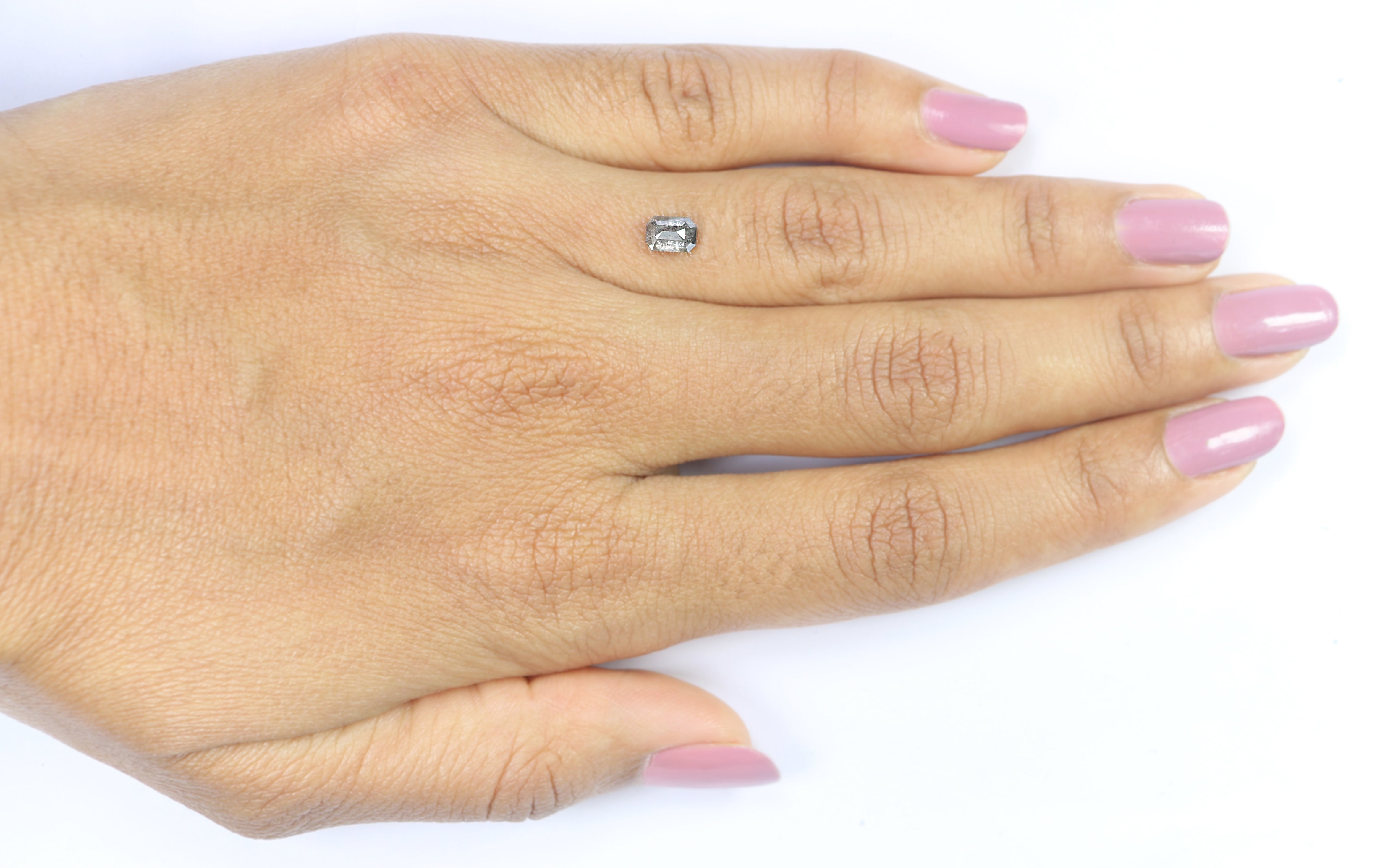 0.56 CT Natural Loose Emerald Shape Diamond Salt And Pepper Emerald Diamond 5.50 MM Natural Black Grey Color Emerald Rose Cut Diamond LQ1028