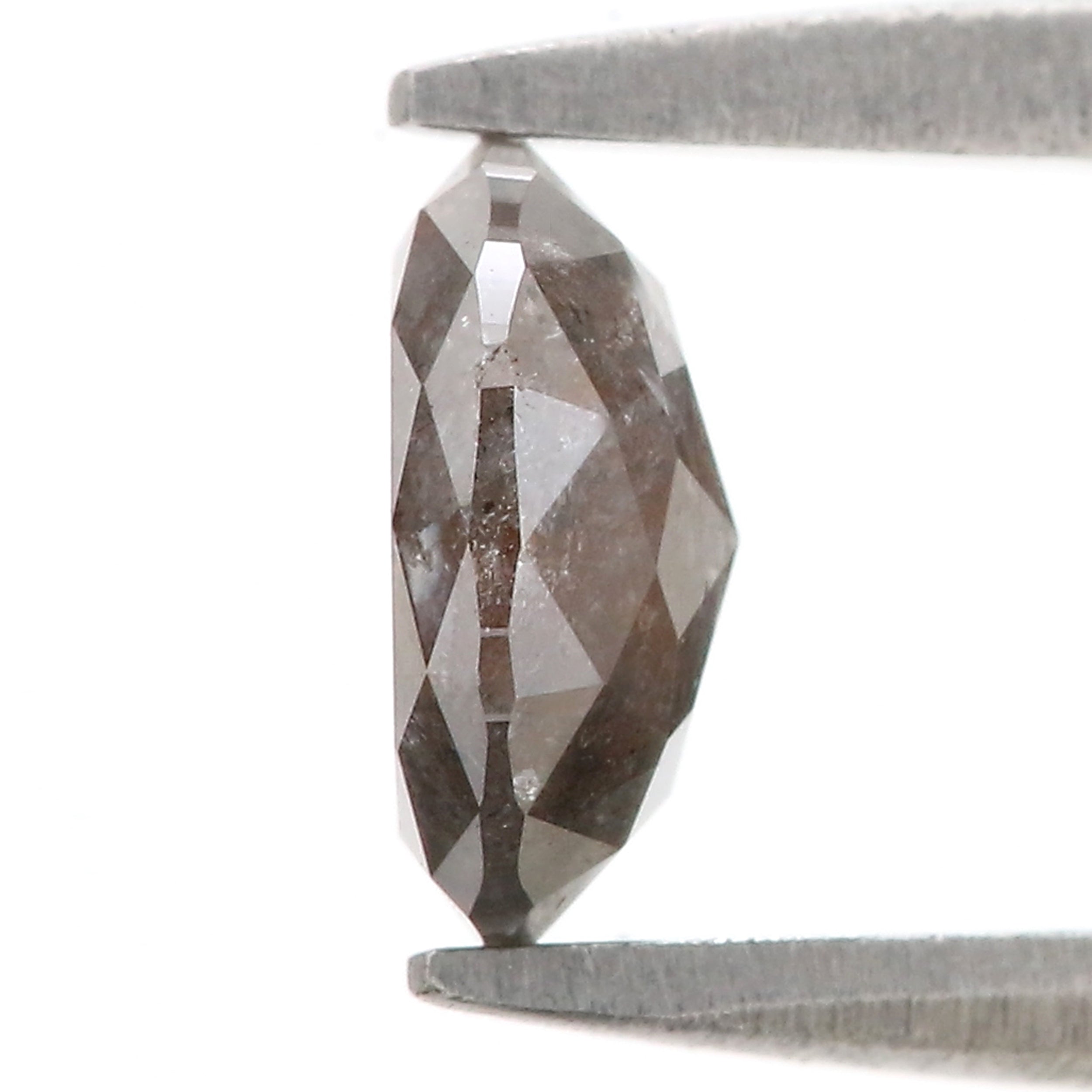Natural Oval Salt and Pepper Diamond 1.06 CT Loose Rose Cut Black Grey Stone 6.99 MM Rustic Diamond For Custom Engagement Ring L3688