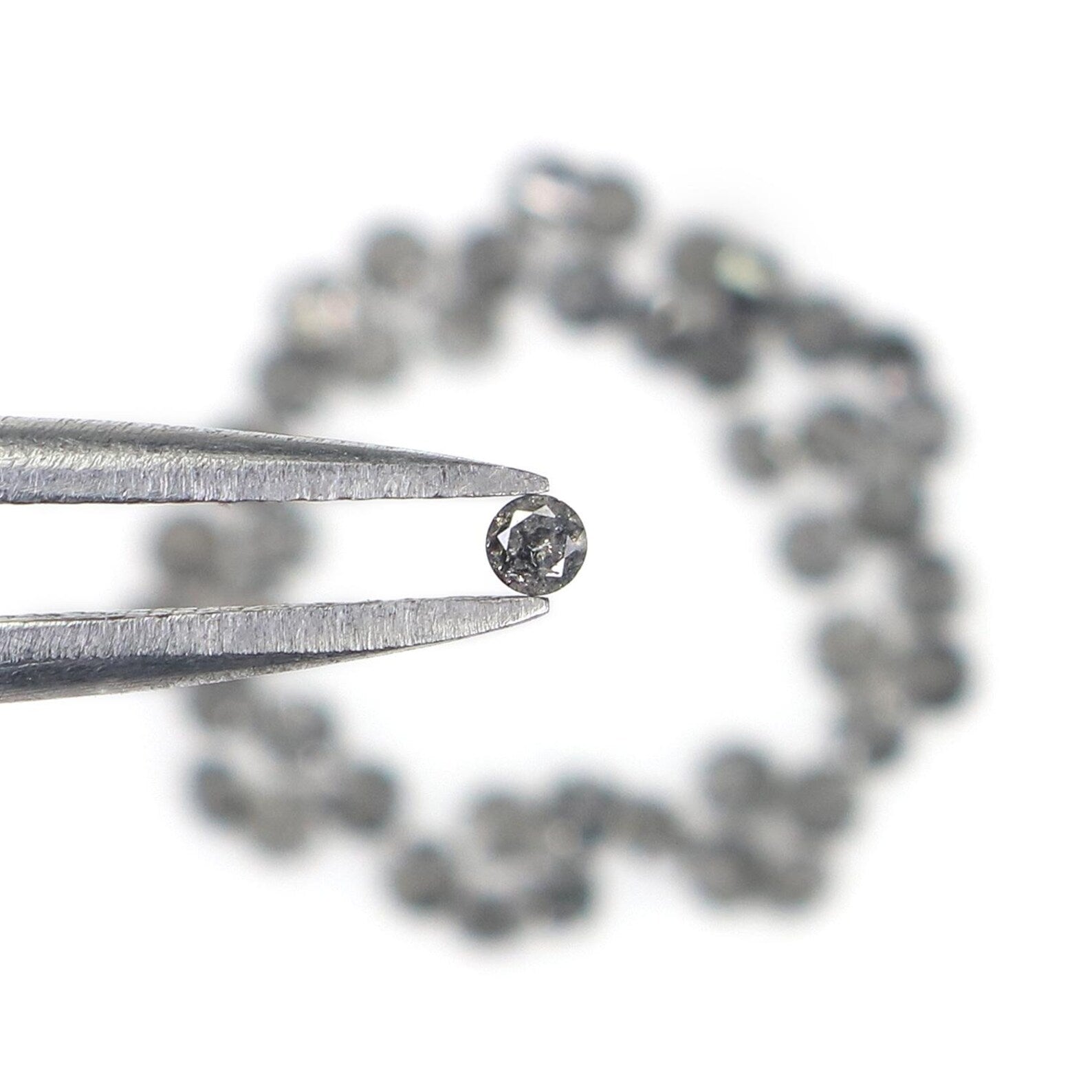 1.07 CT Natural Loose Round Shape Diamond Salt And Pepper Round Diamond 1.70 MM Natural Loose Black Grey Round Brilliant Cut Diamond NQ703