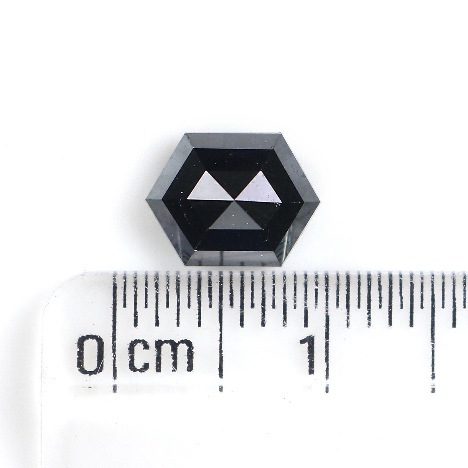 1.93 CT Natural Loose Hexagon Shape Diamond Black Color Hexagon Shape Diamond 8.25 MM Natural Loose Diamond Black Hexagon Diamond QN528
