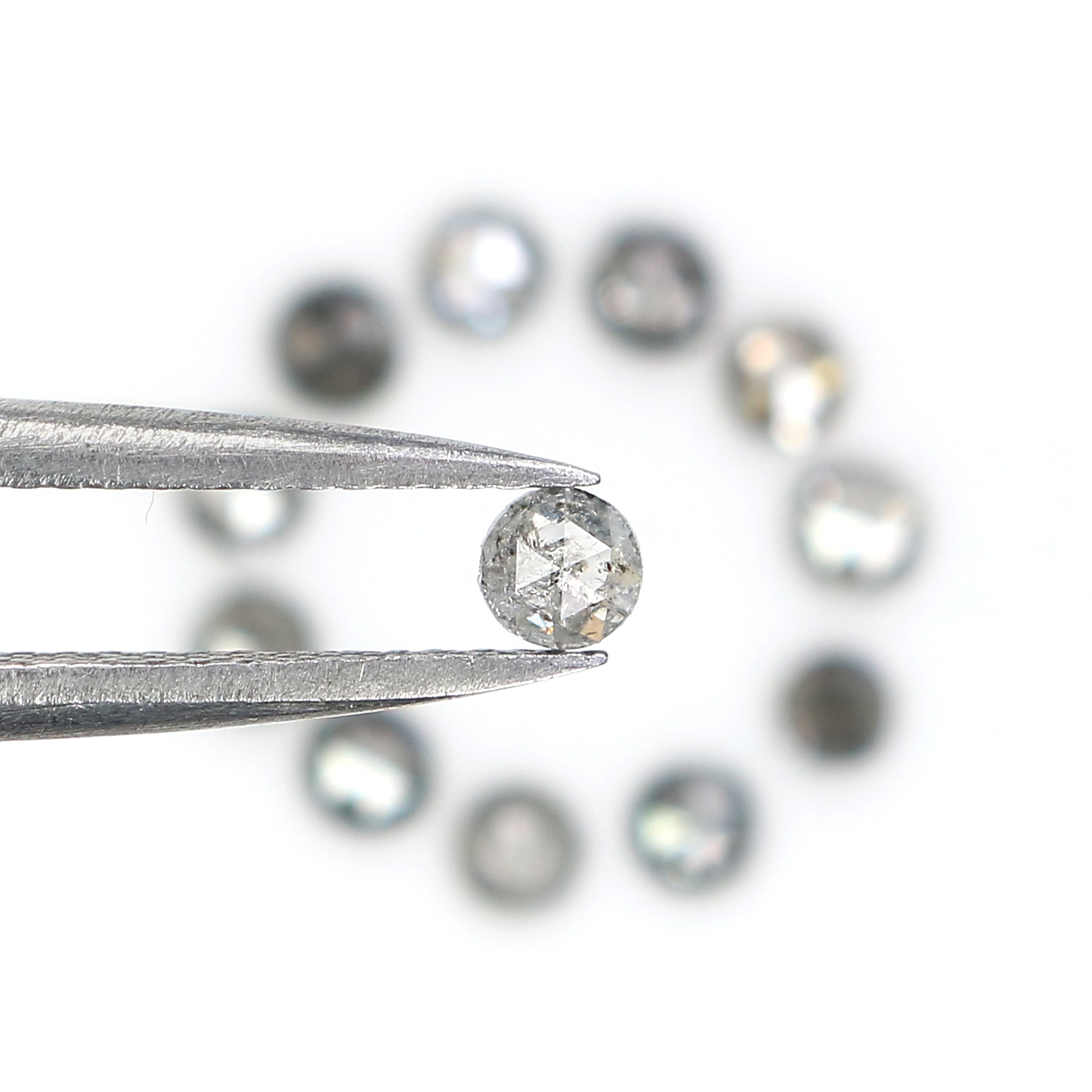1.18 Ct Natural Loose Round Rose Cut Diamond Salt And Pepper Round Diamond 2.60 MM Natural Black Grey Color Round Rose Cut Diamond KQ2702
