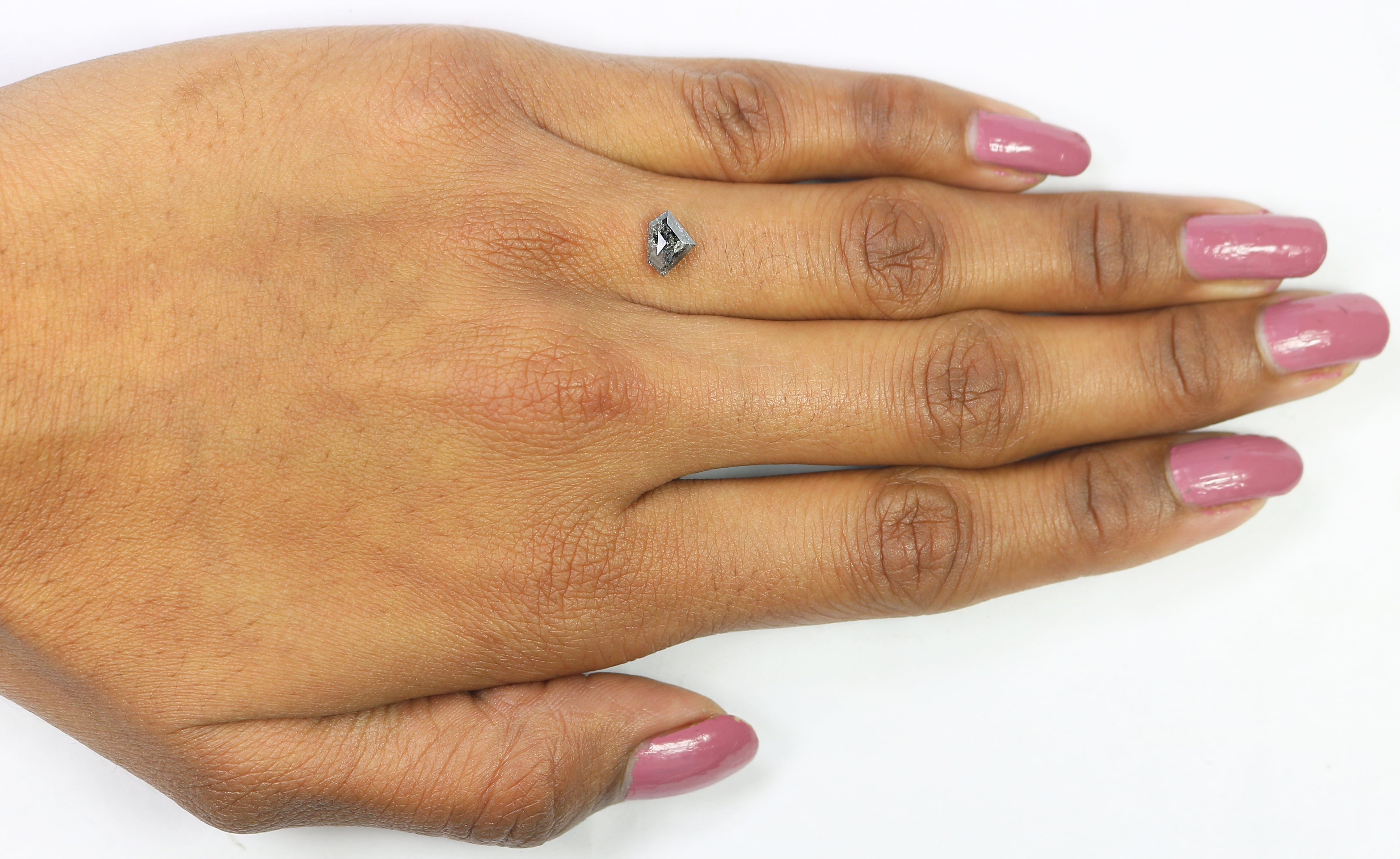 0.78 Ct Natural Loose Shield Shape Diamond Salt And Pepper Shield Diamond 5.40 MM Natural Black Gray Diamond Shield Rose Cut Diamond QK2266