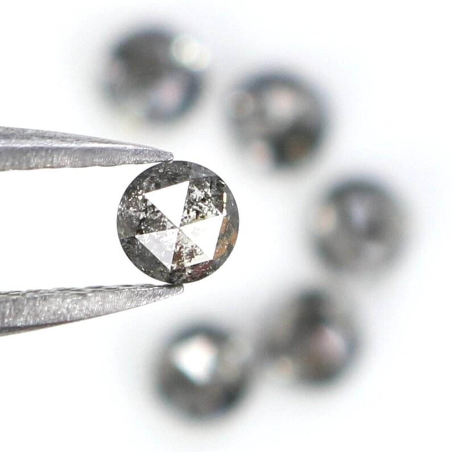 1.02 Ct Natural Loose Round Rose Cut Diamond Salt And Pepper Round Diamond 3.30 MM Natural Black Grey Color Round Rose Cut Diamond NQ2311