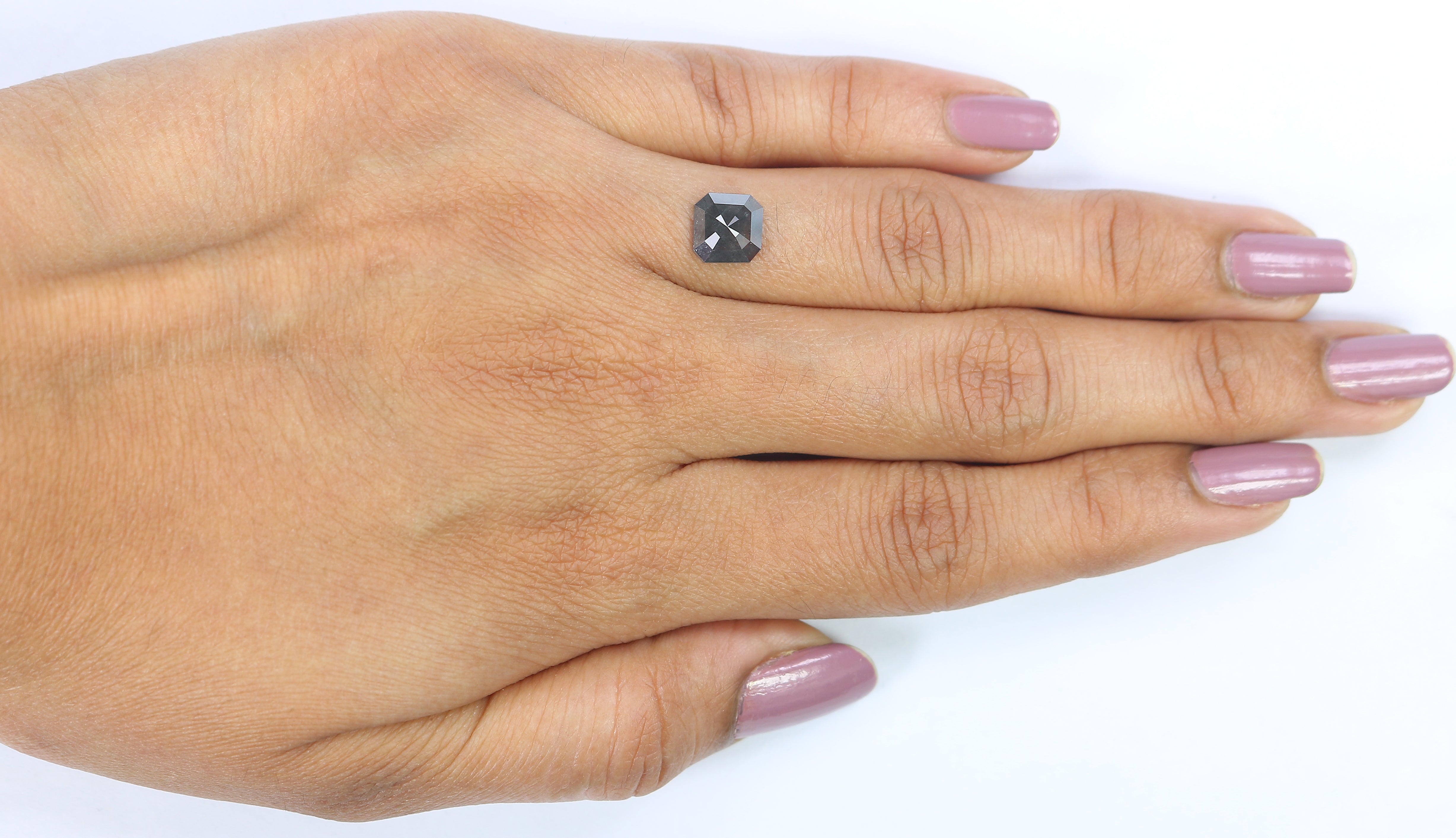 1.33 CT Natural Loose Asscher Shape Diamond Salt And Pepper Asscher Shape Diamond 6.90 MM Black Grey Color Asscher Rose Cut Diamond QL3029