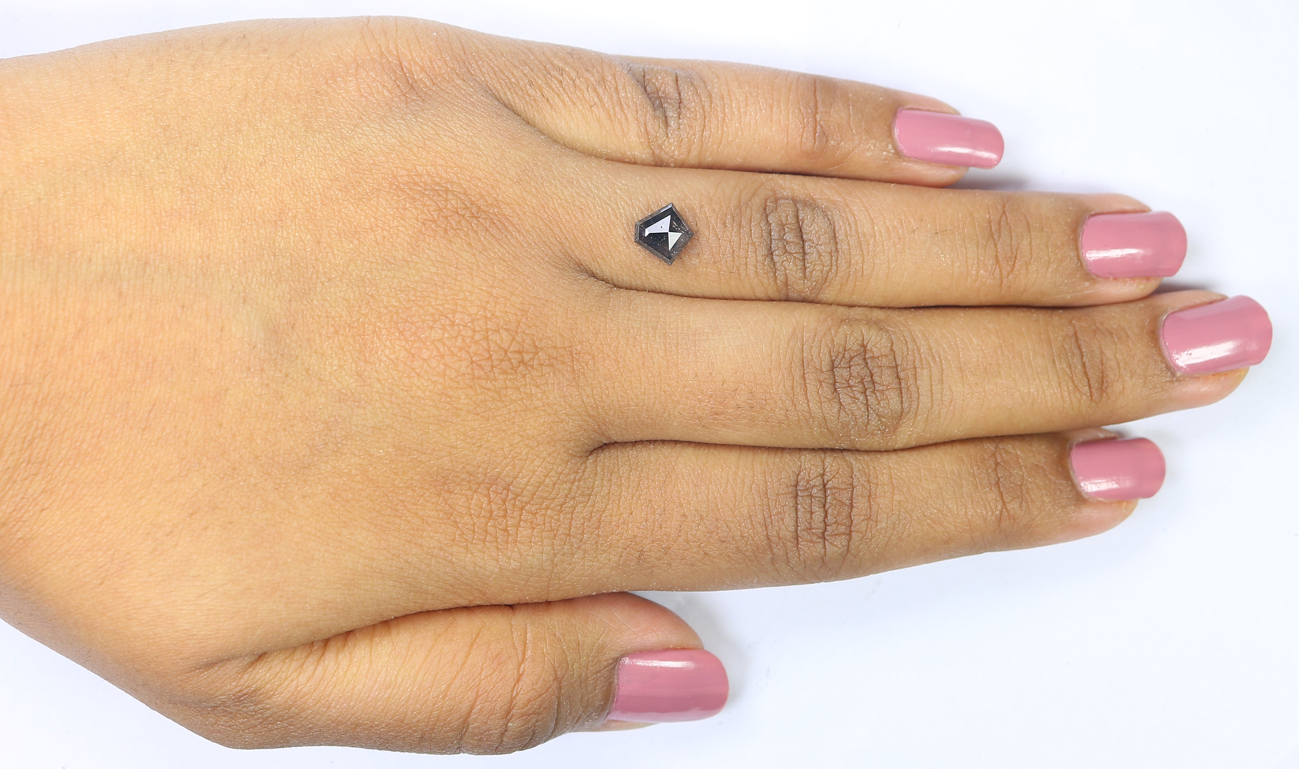 0.97 Ct Natural Loose Pentagon Shape Diamond Salt And Pepper Pentagon Cut Diamond 6.85 MM Black Gray Color Pentagon Rose Cut Diamond QL9320