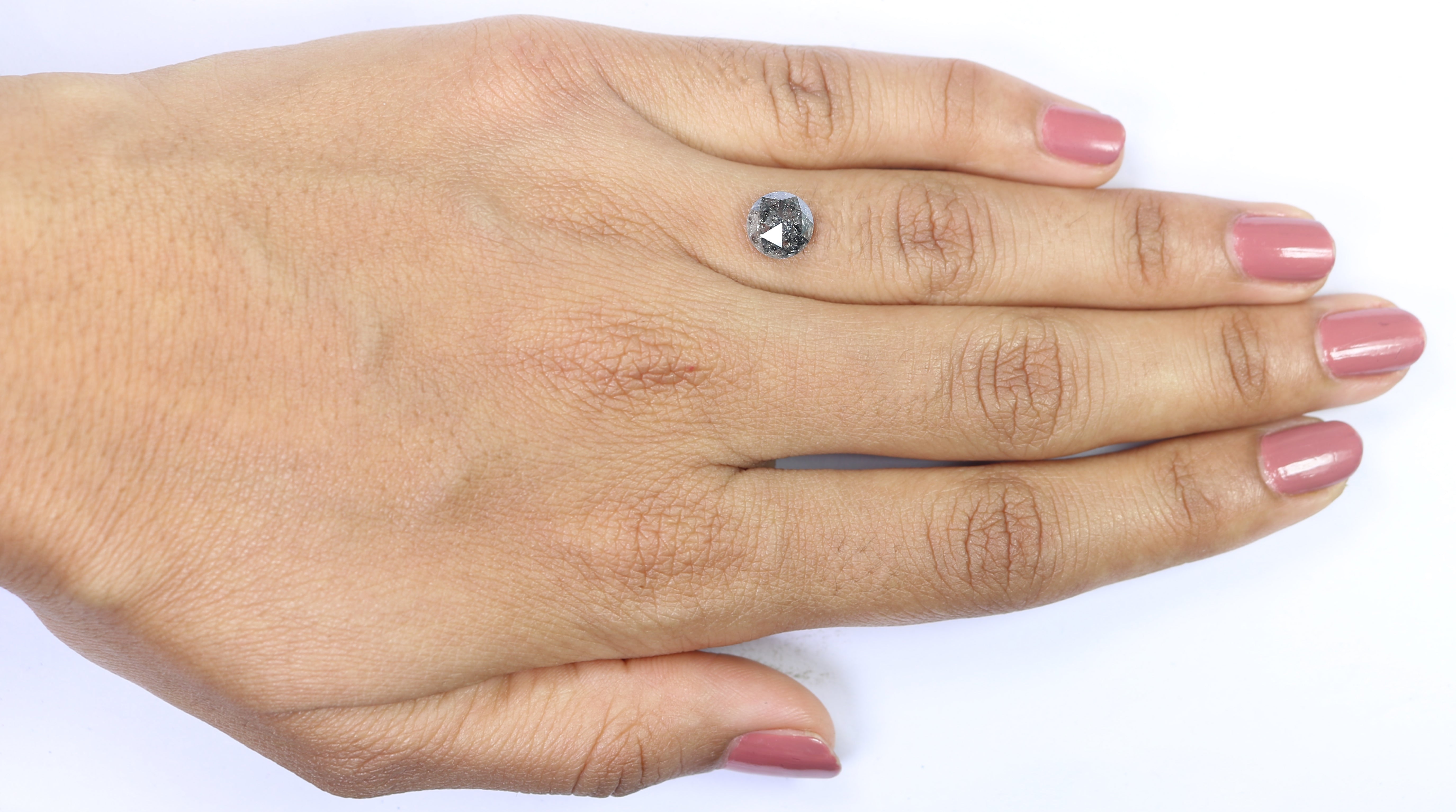 1.86 CT Natural Loose Round Rose Cut Diamond Salt And Pepper Round Diamond 7.25 MM Natural Loose Black Grey Color Rose Cut Diamond QL2001