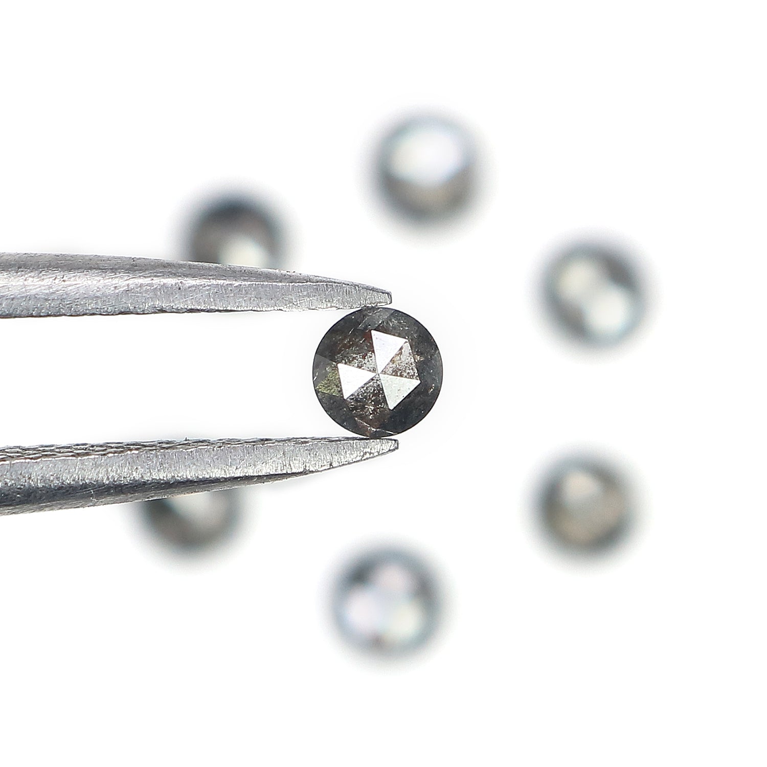 1.10 Ct Natural Loose Round Rose Cut Diamond Salt And Pepper Round Shape Diamond 3.30 MM Natural Black Grey Round Rose Cut Diamond LQ2782
