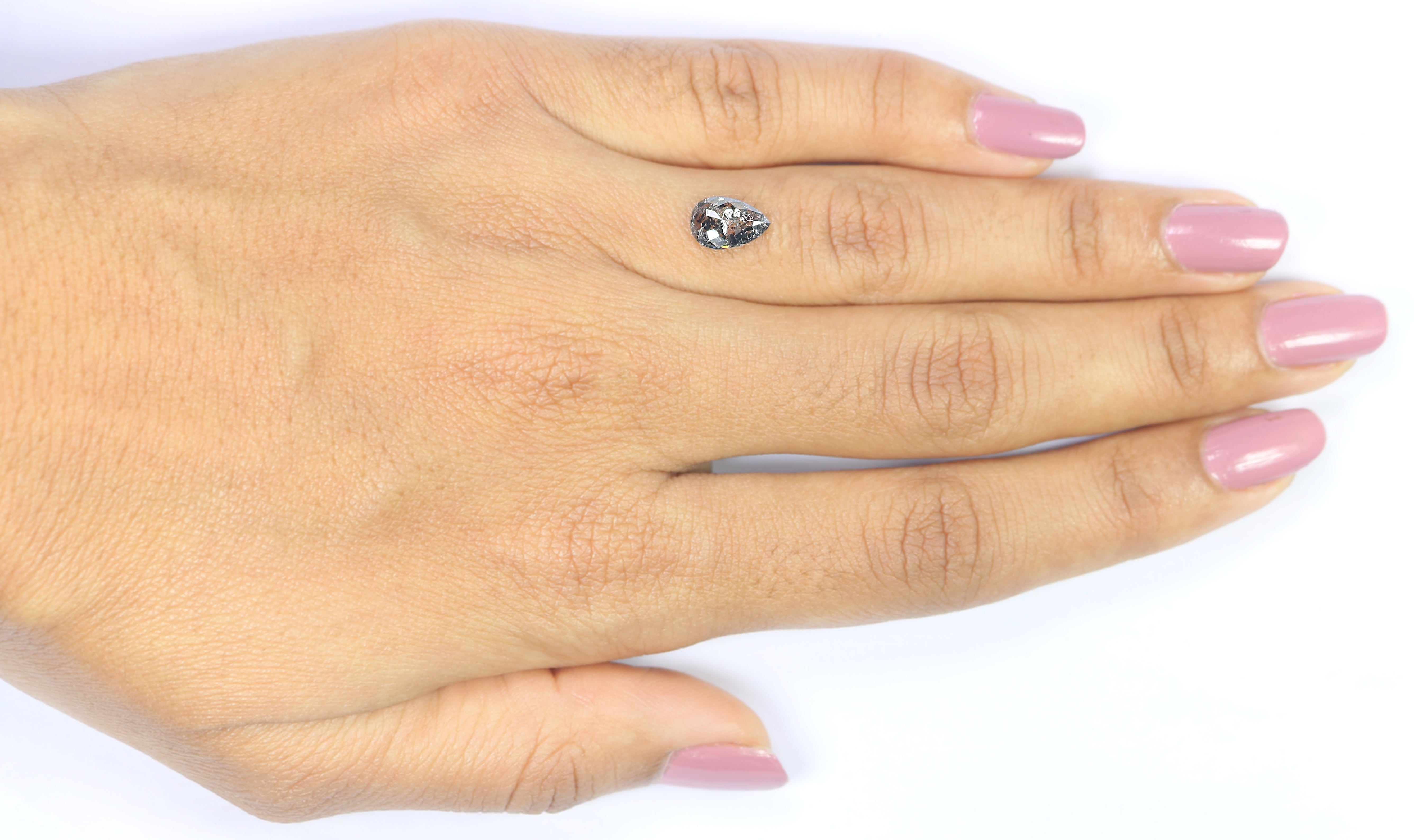 1.09 CT Natural Loose Pear Shape Diamond Salt And Pepper Pear Cut Diamond 8.70 MM Natural Black Grey Color Pear Rose Cut Diamond L3414