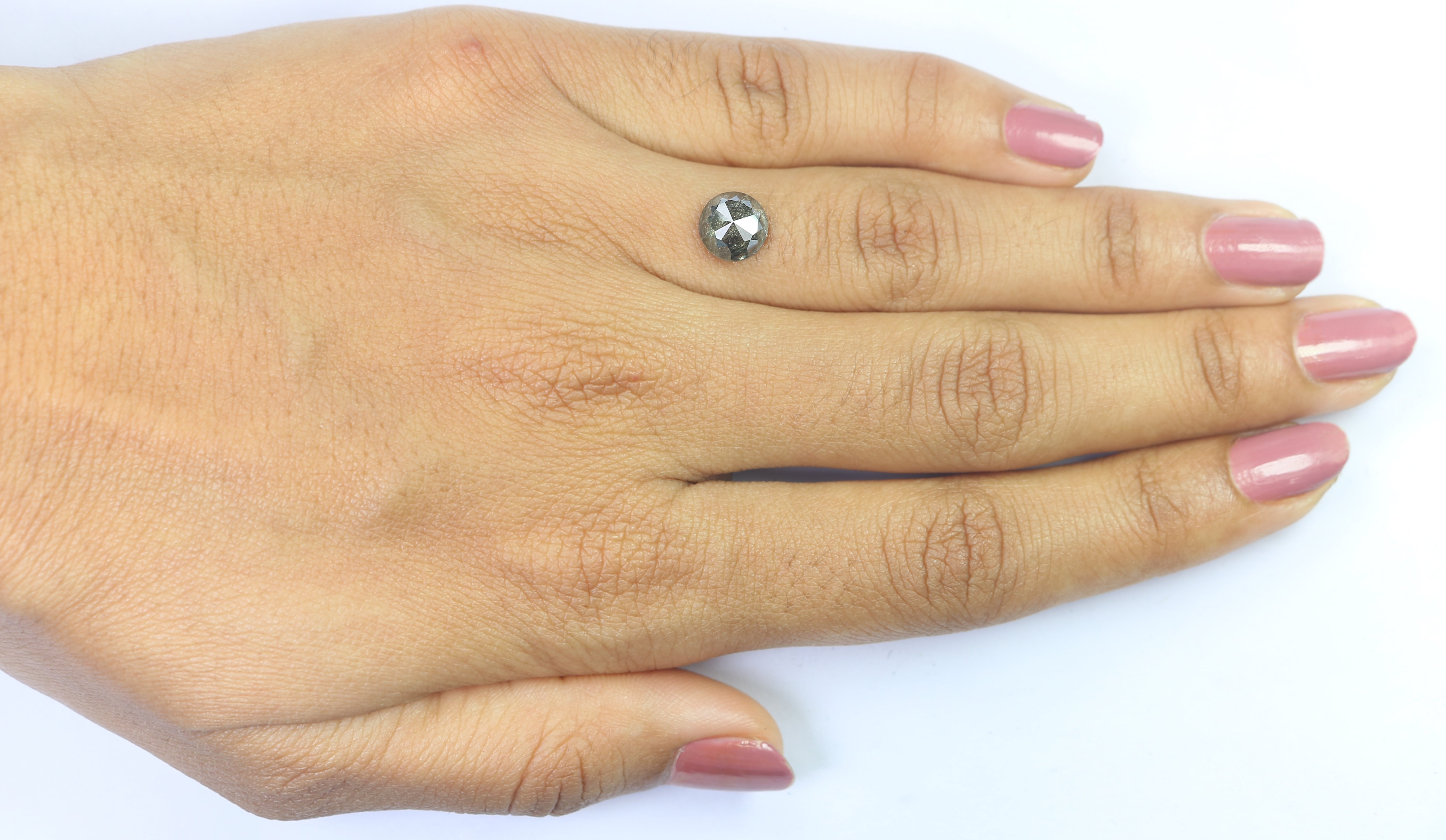 1.69 Ct Natural Loose Round Rose Cut Diamond Black Grey Color Rose Cut Diamond 7.30 MM Natural Loose Salt And Pepper Rose Cut Diamond QL1949