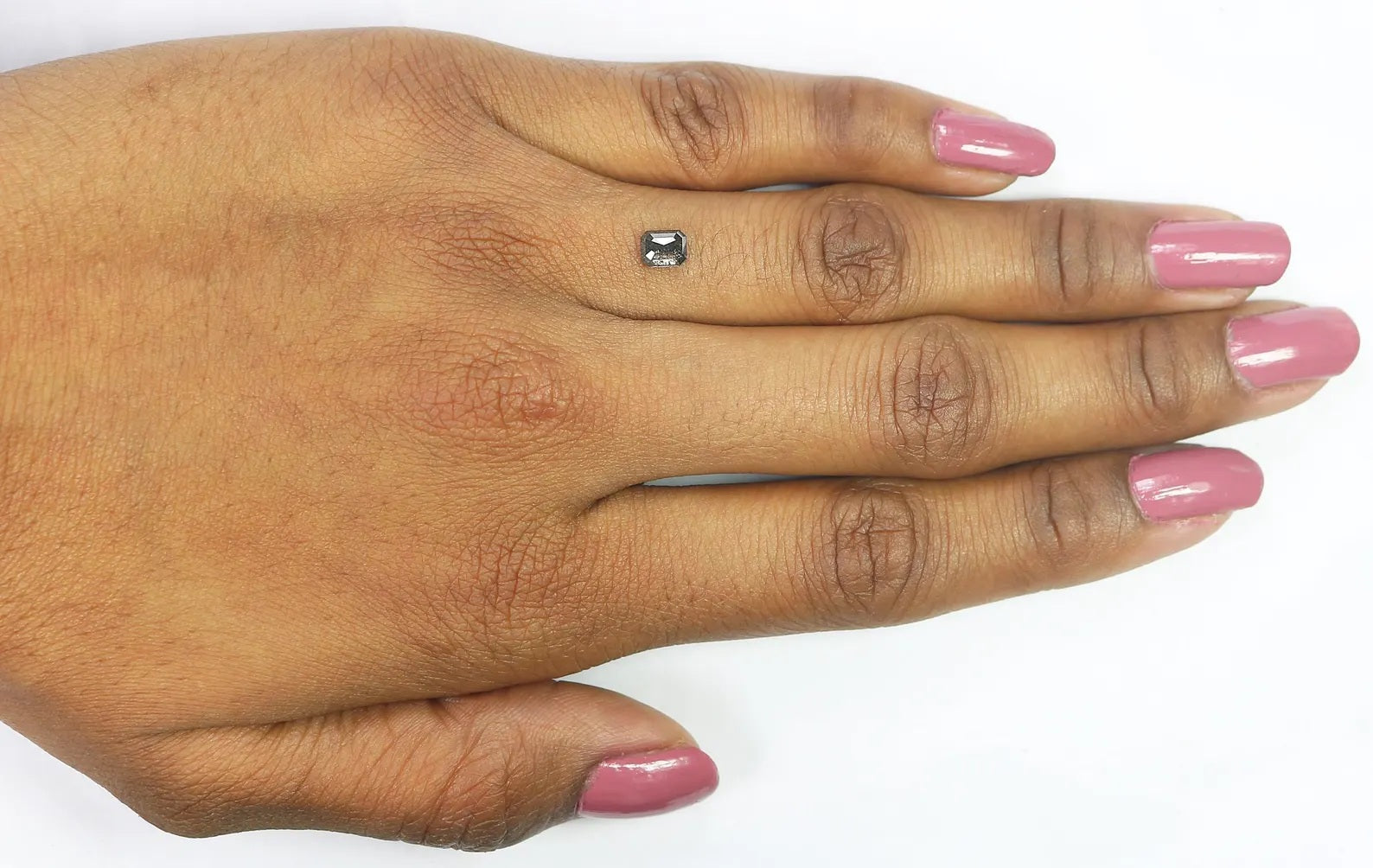 0.58 CT Natural Loose Emerald Shape Diamond Salt And Pepper Diamond 4.95 MM Natural Loose Black Grey Color Emerald Rose Cut Diamond QN636