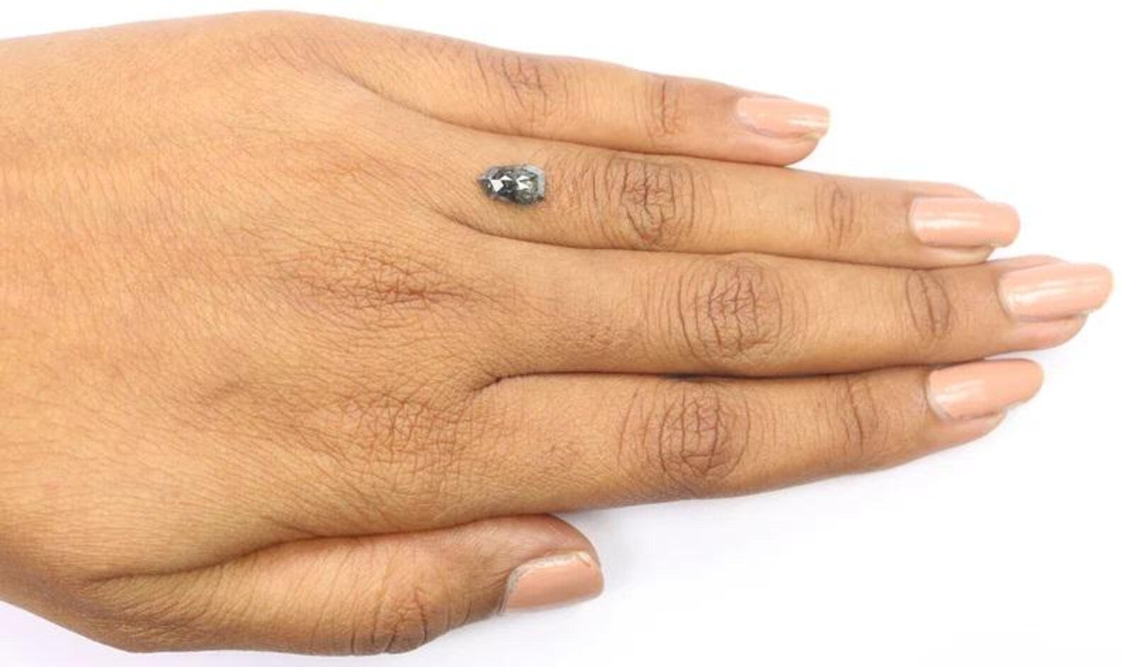 1.15 CT Natural Loose Shield Shape Diamond Salt And Pepper Shield Diamond 8.50 MM Natural Black Grey Color Shield Rose Cut Diamond NQ1586