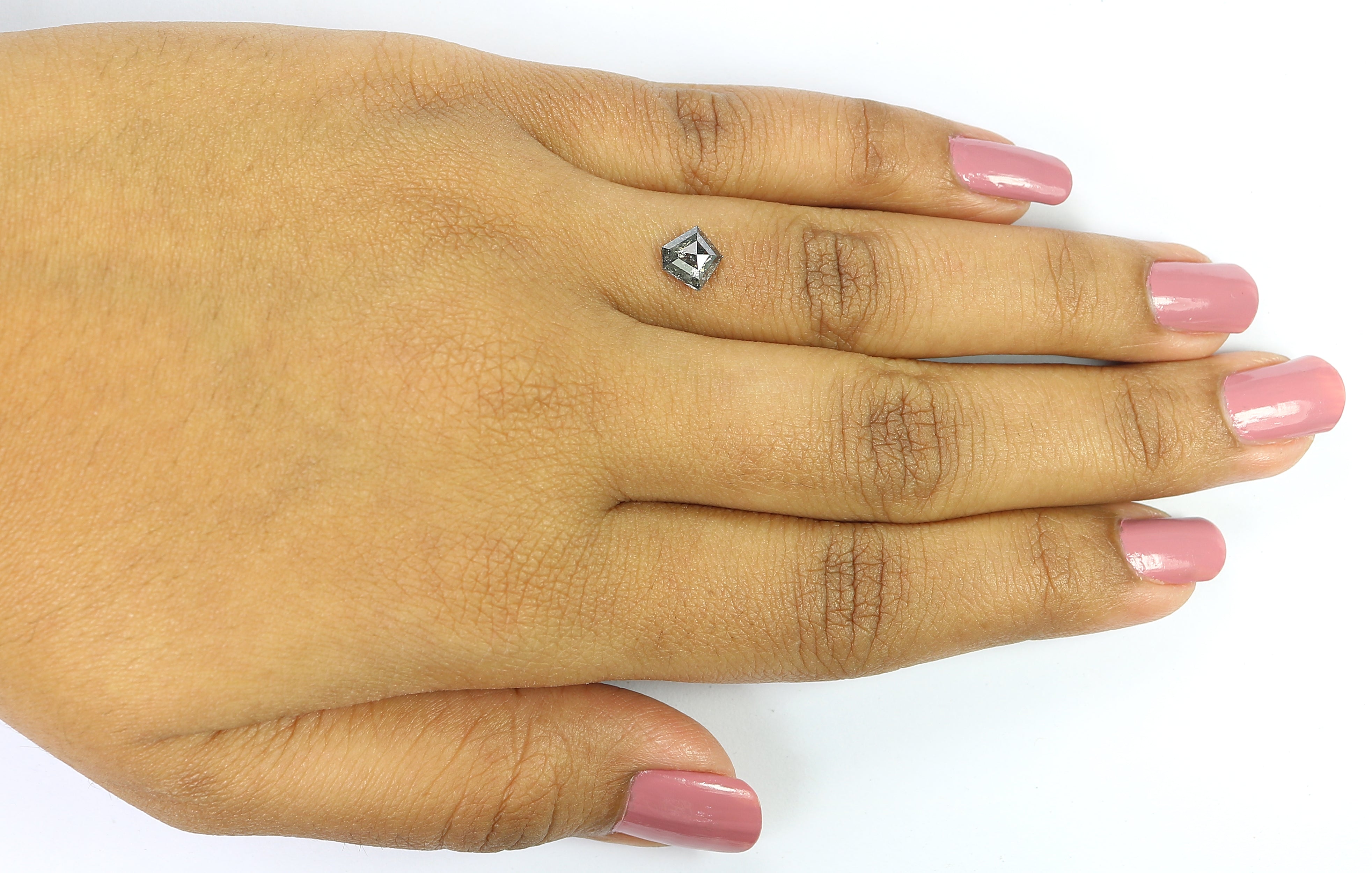 0.75 CT Natural Loose Pentagon Shape Diamond Salt And Pepper Pentagon Cut Diamond 6.30 MM Black Gray Color Pentagon Rose Cut Diamond QL9971