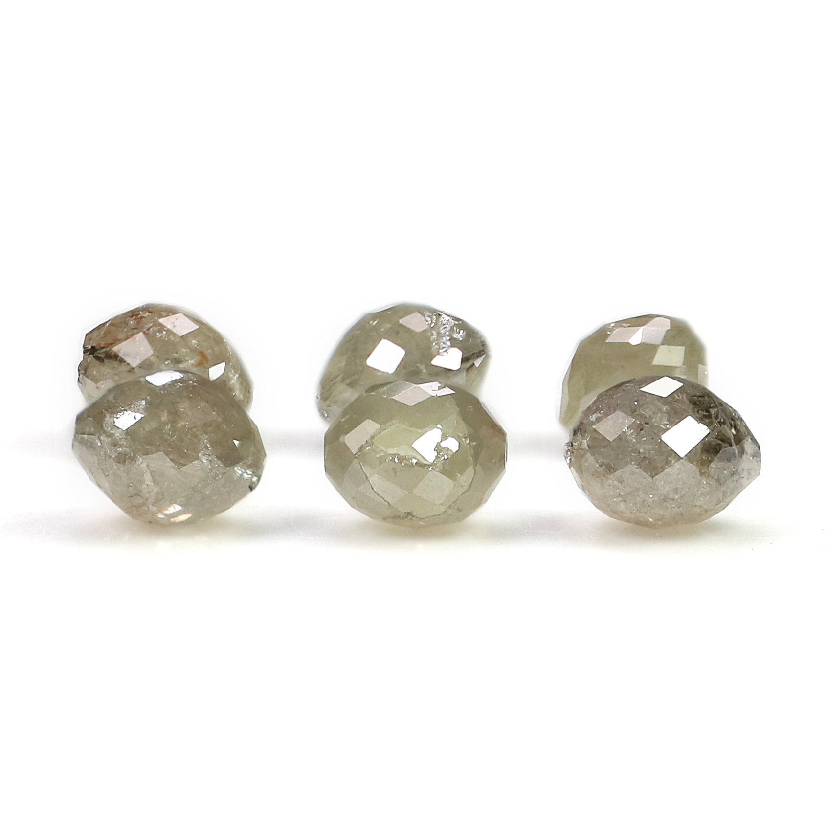 Natural Loose Egg Shape Bead Gray Color Diamond 3.51 CT 4.40 MM Bead Shape Rose Cut Diamond N1786