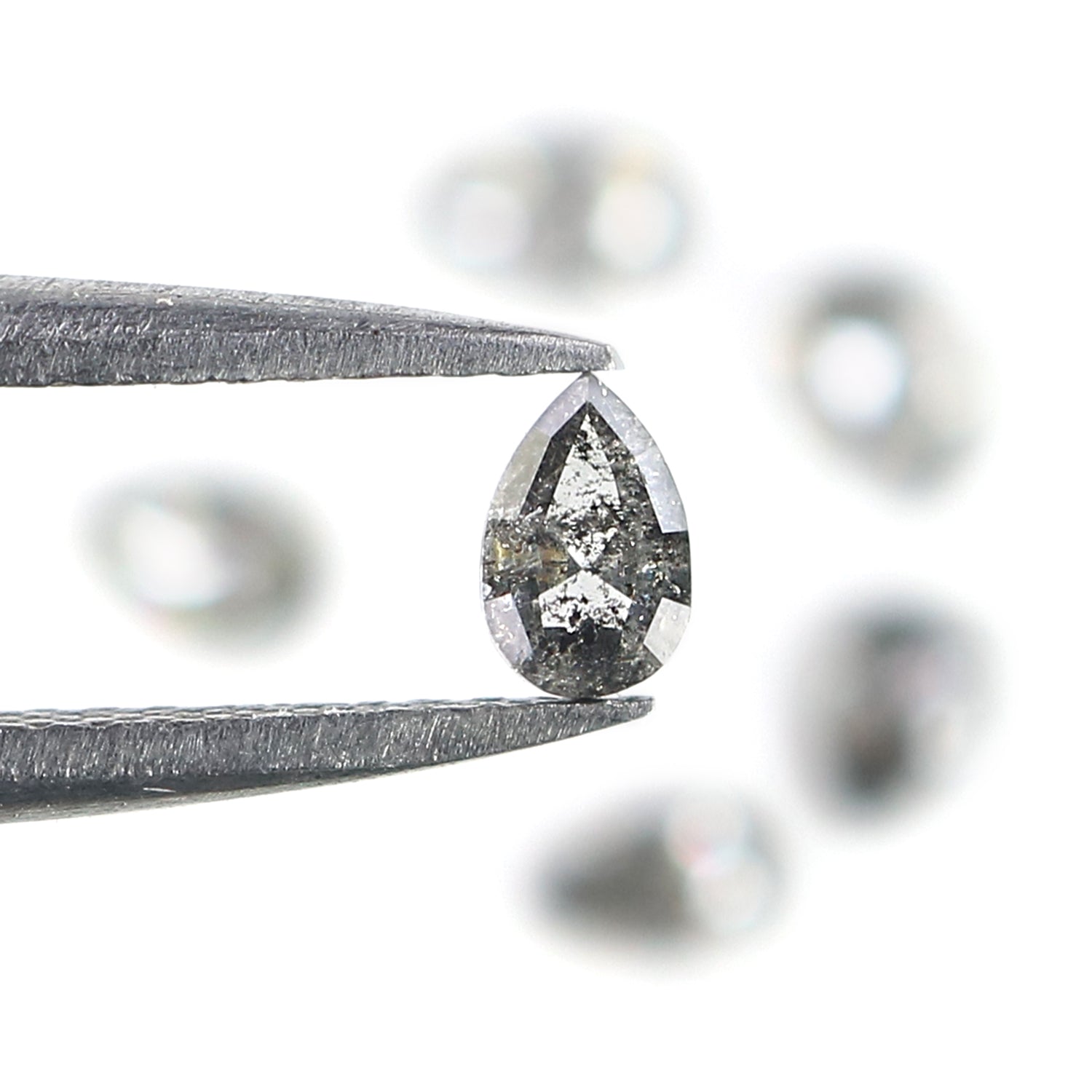 0.83 CT Natural Loose Pear Shape Diamond Salt And Pepper Pear Diamond 3.90 MM Natural Loose Black Grey Color Pear Rose Cut Diamond LQ1251