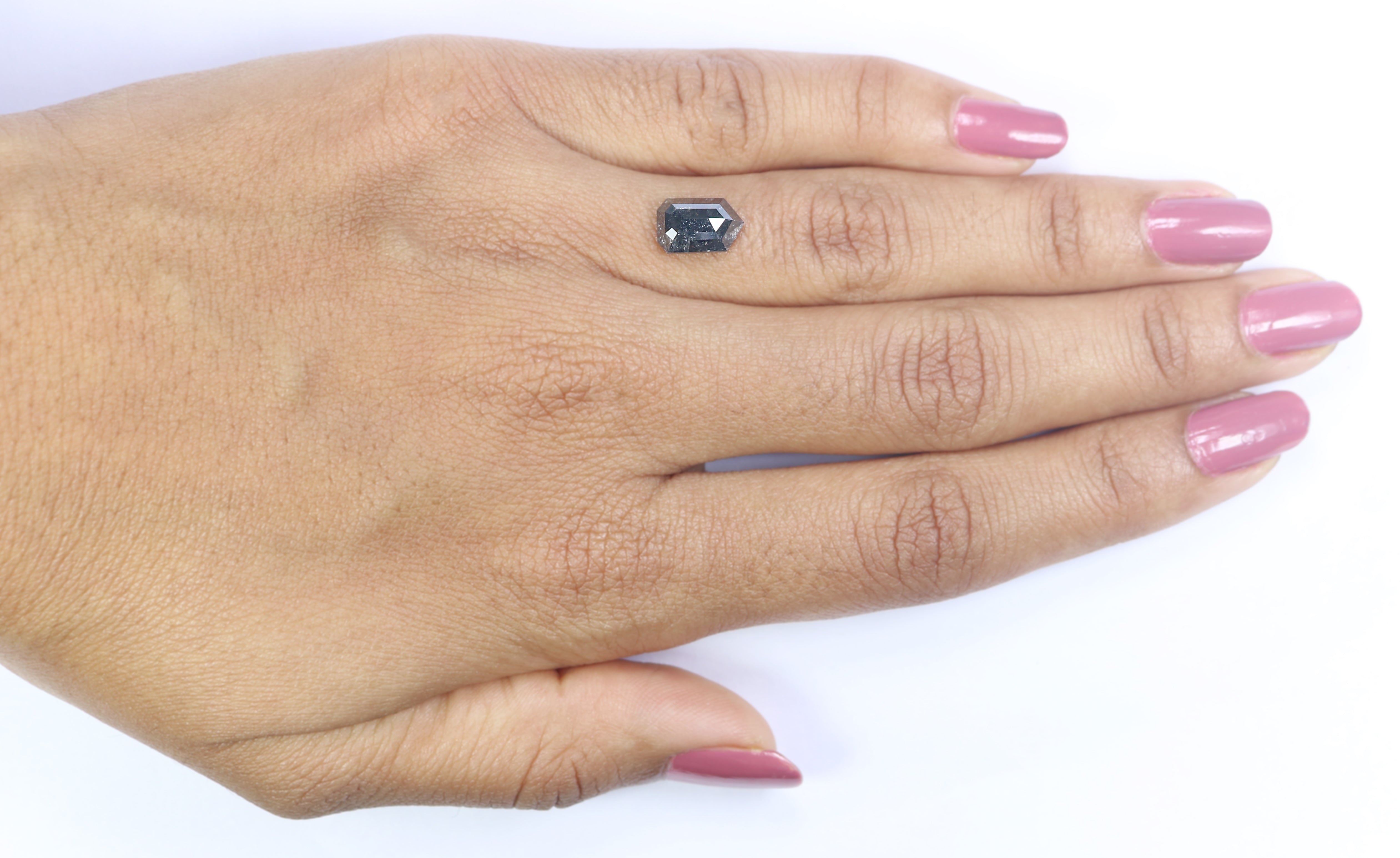 2.26 Ct Natural Loose Shield Shape Diamond Salt And Pepper Shield Diamond 9.60 MM Natural Black Grey Color Shield Rose Cut Diamond LQ8216