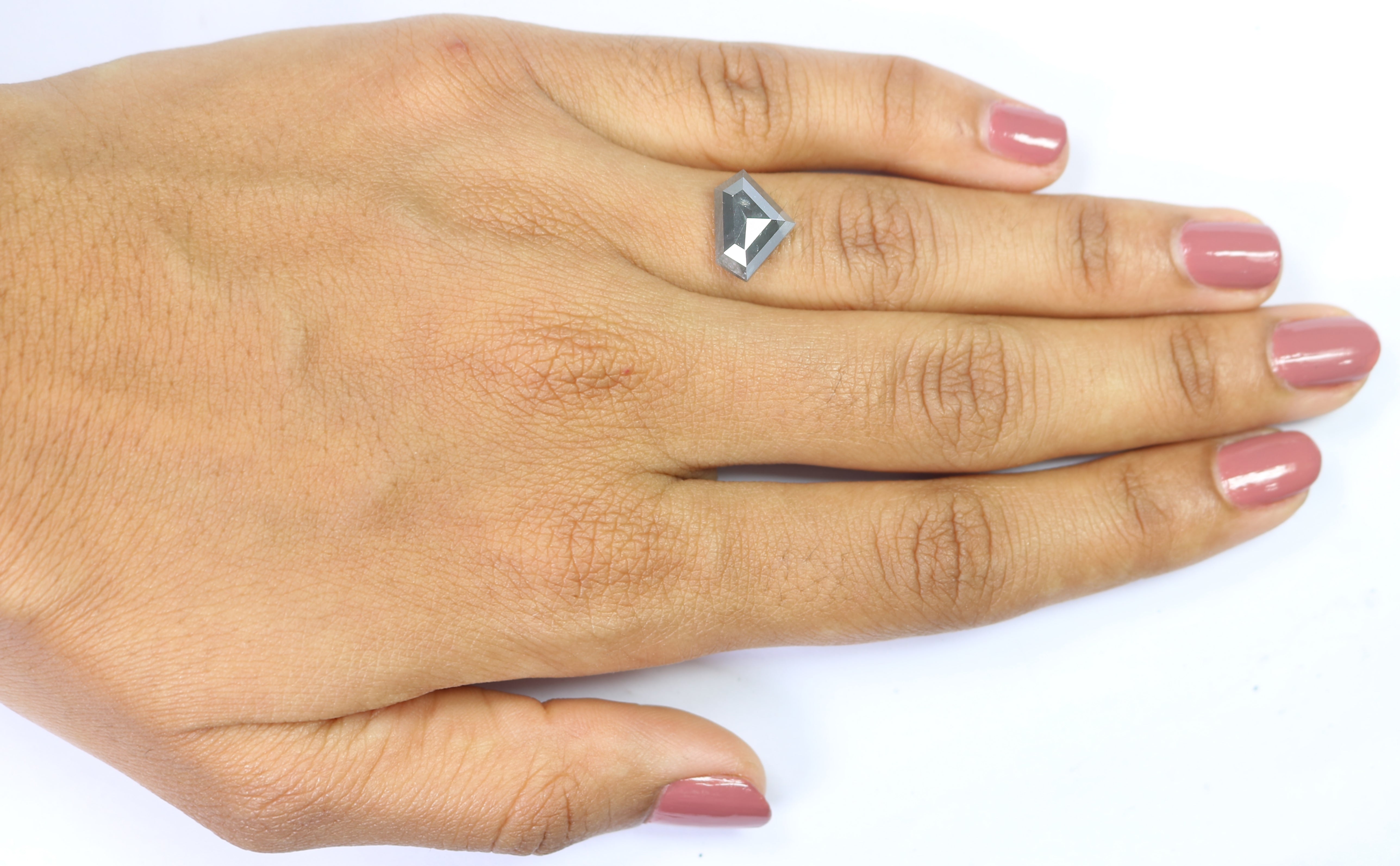 3.45 Ct Natural Loose Shield Shape Diamond Salt And Pepper Shield Shape Diamond 8.70 MM Natural Gray Color Shield Rose Cut Diamond QL1055