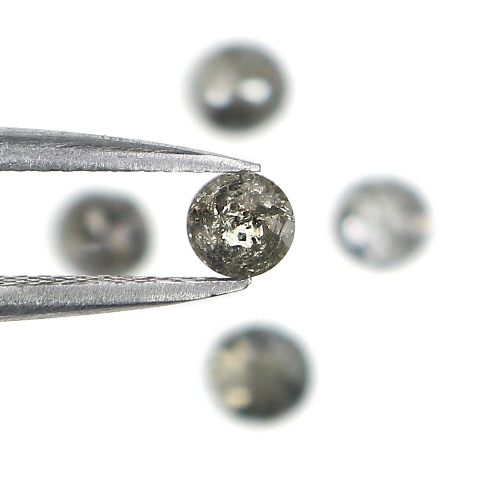 1.41 Ct Natural Loose Round Rose Cut Diamond Salt And Pepper Round Shape Diamond 3.75 MM Natural Black Grey Round Rose Cut Diamond NQ7663