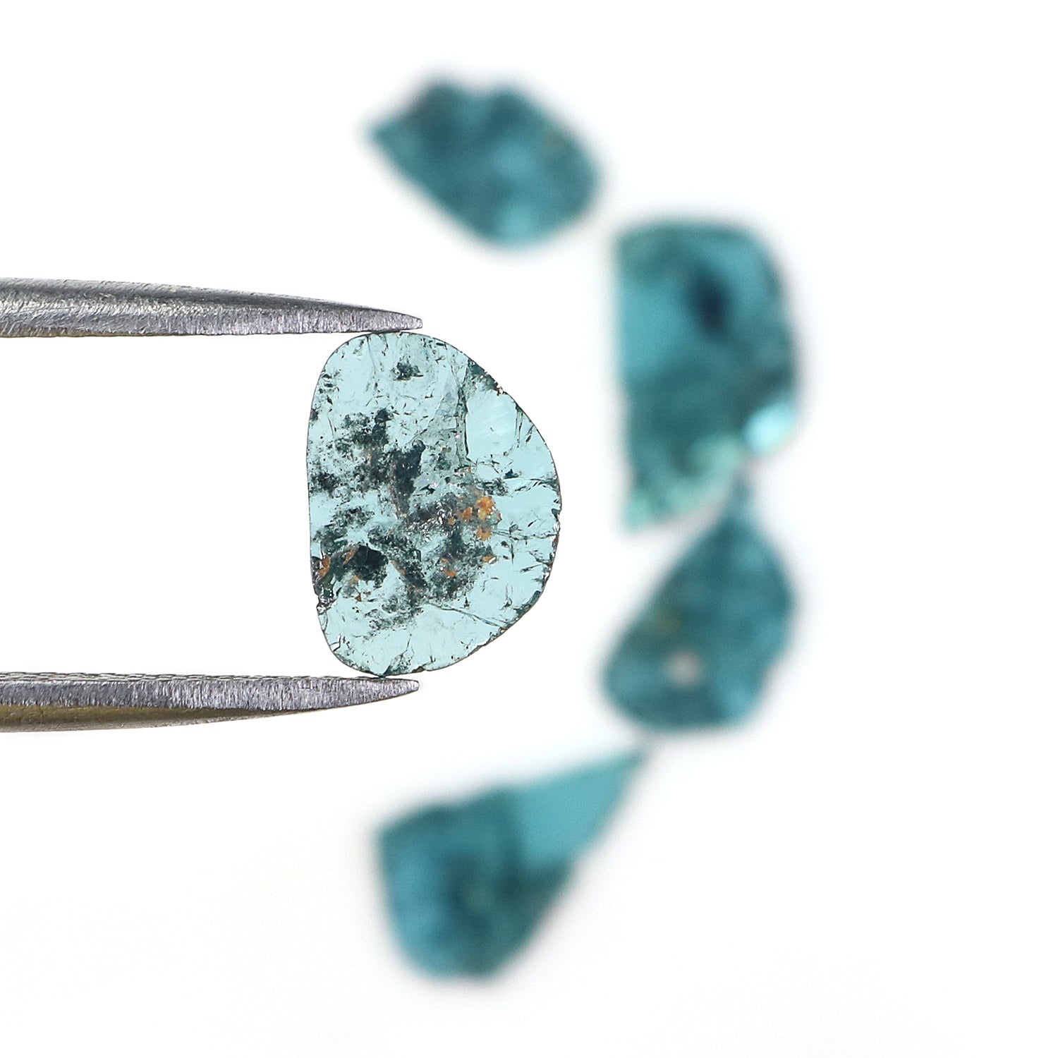 1.72 CT Natural Loose Slice Shape Diamond Blue Color Slice Cut Diamond 9.75 MM Natural Loose Blue Diamond Slice Irregular Cut Diamond N2608