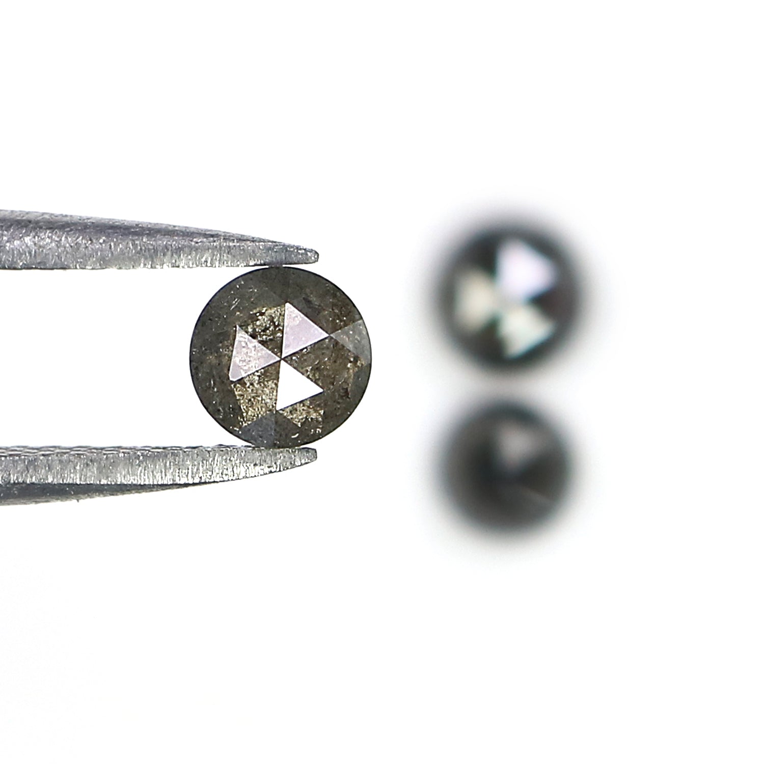 1.23 Ct Natural Loose Round Rose Cut Diamond Salt And Pepper Round Shape Diamond 4.10 MM Natural Black Grey Round Rose Cut Diamond LQ1136