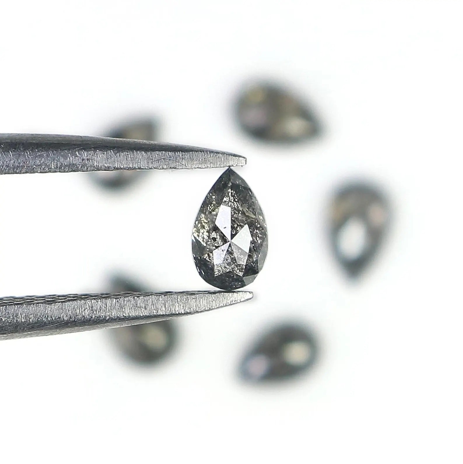 0.94 CT Natural Loose Pear Diamond Salt And Pepper Diamond 4.10 MM Natural Loose Diamond Black Grey Color Pear Shape Rose Cut Diamond NQ1563