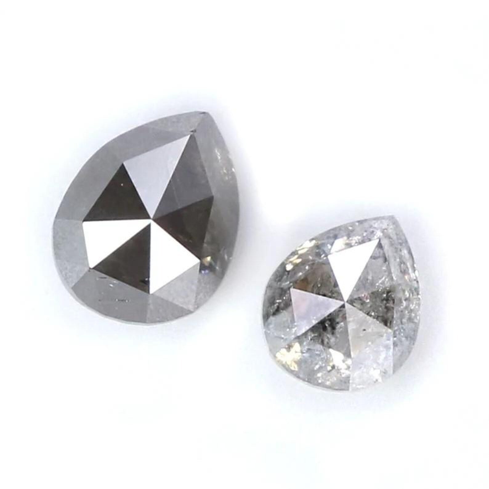 0.68 CT Natural Loose Pear Cut Pair Diamond Salt And Pepper Pear Shape Diamond 4.00 MM Natural Black Gray Color Pear Rose Cut Diamond NQ8535