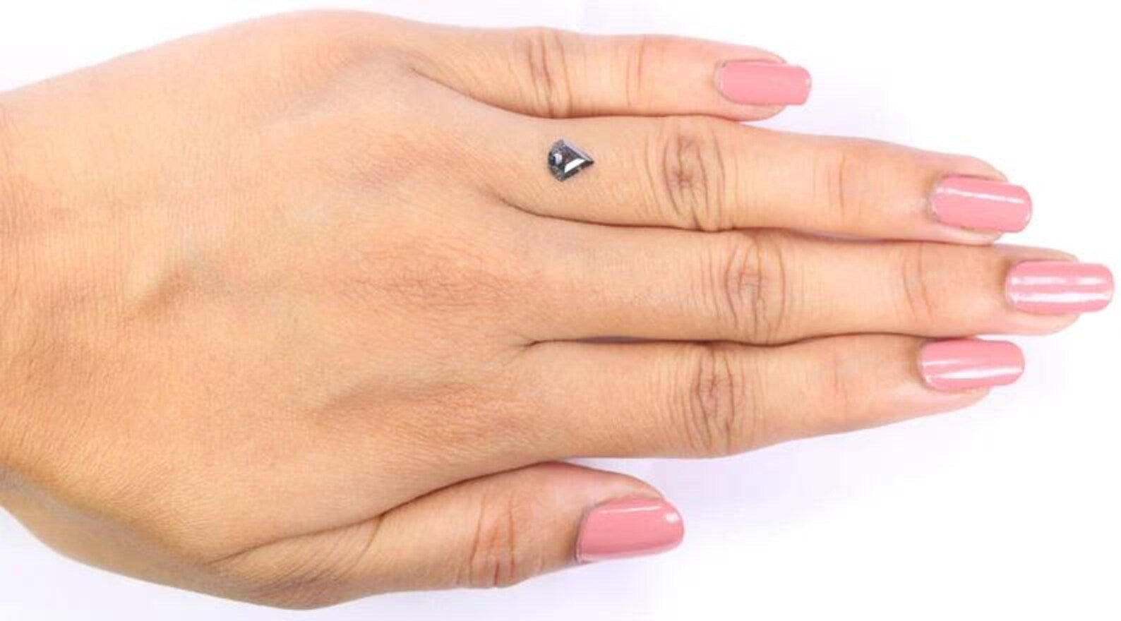 0.55 CT Natural Loose Shield Shape Diamond Salt And Pepper Shield Diamond 6.10 MM Natural Black Grey Color Shield Rose Cut Diamond NQ9984