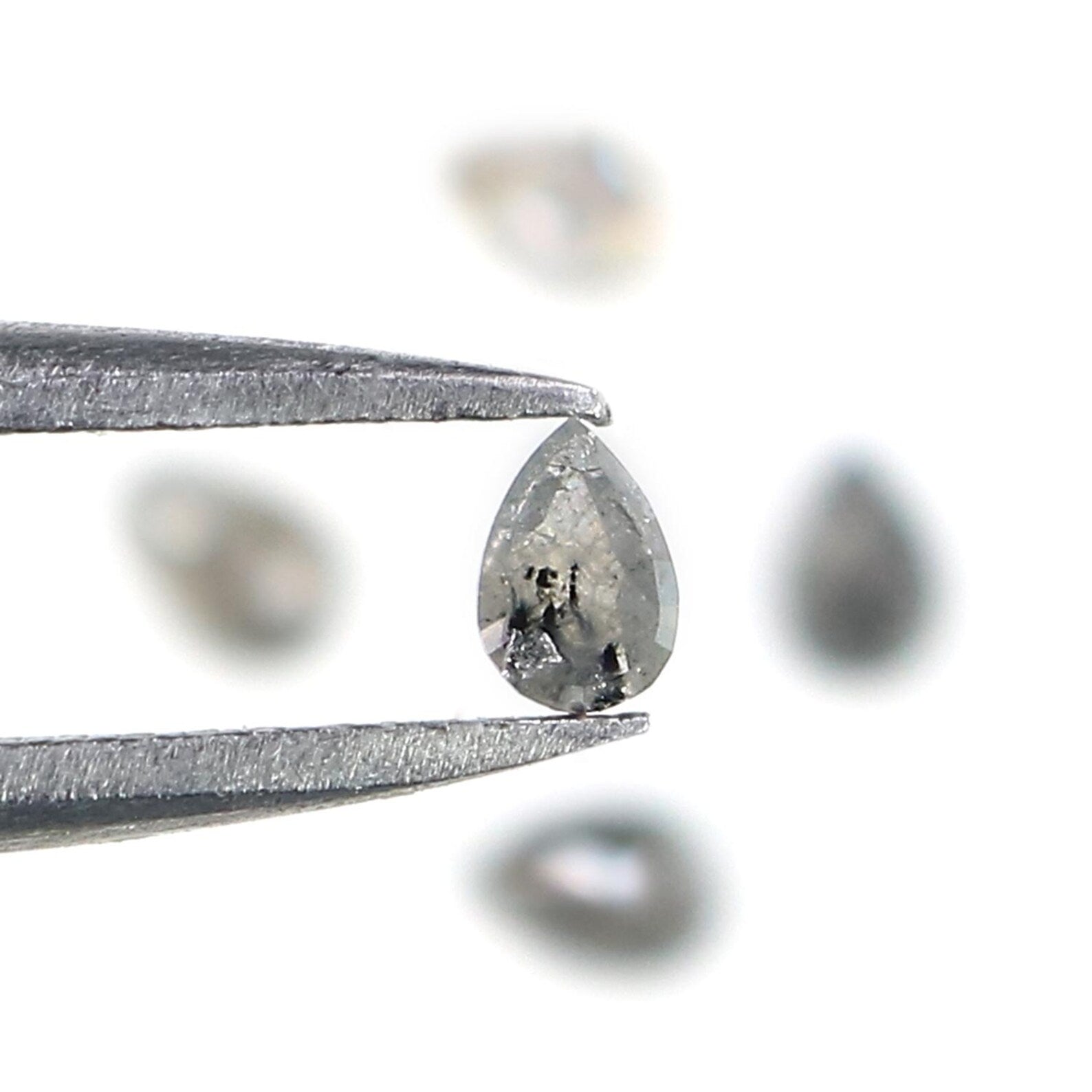 0.47 CT Natural Loose Pear Shape Diamond Salt And Pepper Pear Diamond 3.75 MM Natural Loose Black Grey Color Pear Rose Cut Diamond NQ2328