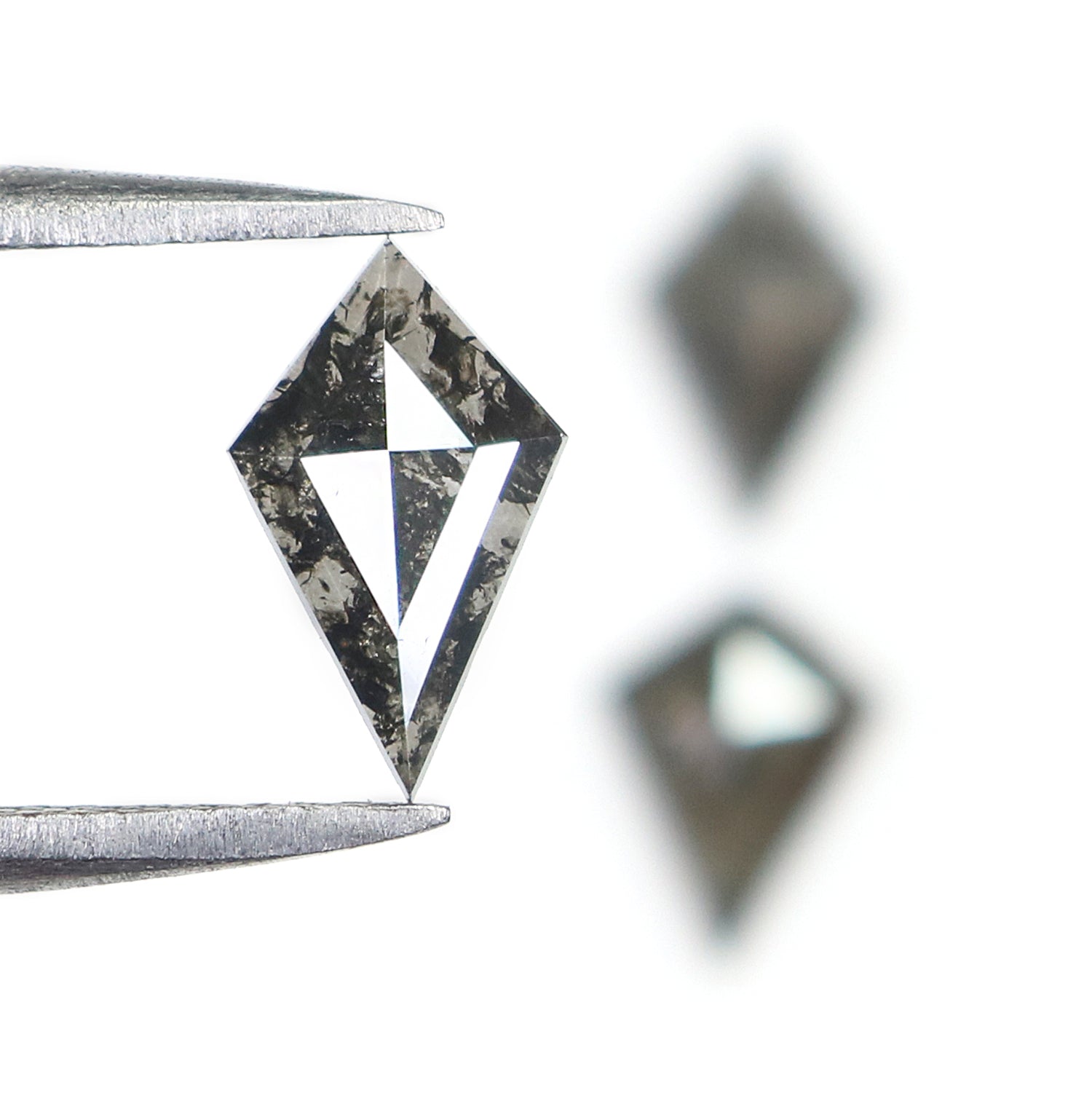 1.29 CT Natural Loose Kite Shape Diamond Salt And Pepper Kite Cut Diamond 9.20 MM Natural Black Grey Color Kite Rose Cut Diamond L3439