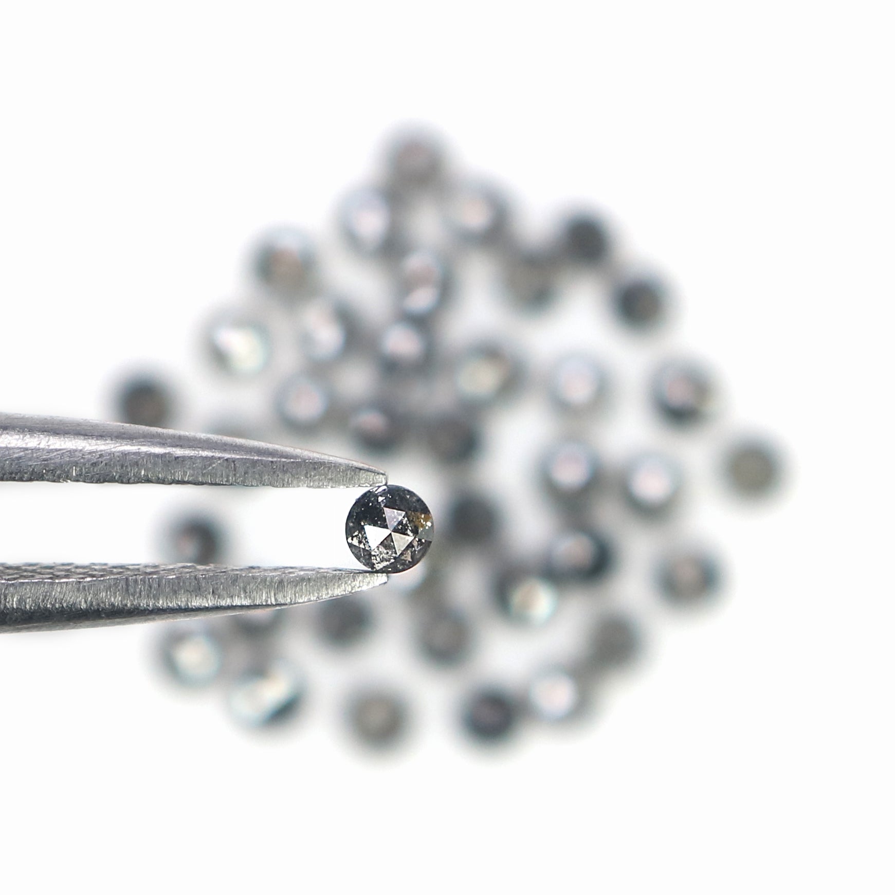 1.45 Ct Natural Loose Round Rose Cut Diamond Salt And Pepper Round Diamond 1.90 MM Natural Black Grey Color Round Rose Cut Diamond KR1951