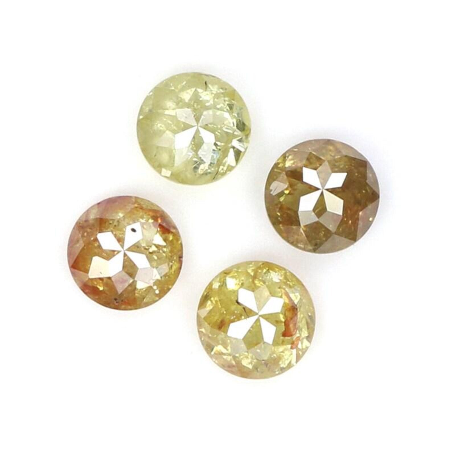 1.35 CT Natural Loose Round Shape Diamond Yellow Color Round Cut Diamond 4.10 MM Natural Diamond Brown Color Round Rose Cut Diamond NQ1923