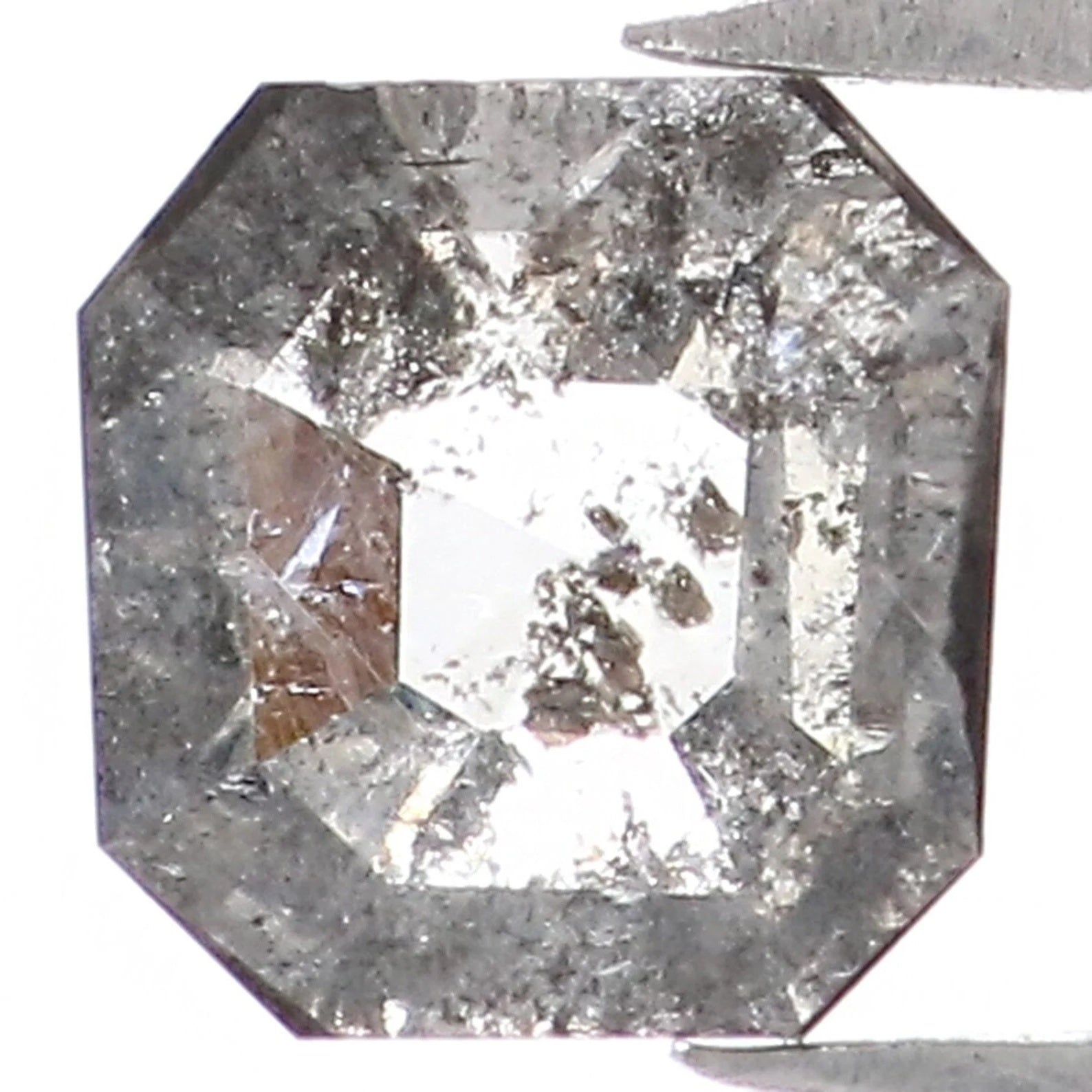 0.48 CT Natural Loose Radiant Diamond Salt And Pepper Diamond 5.20 MM Natural Loose Black Grey Diamond Radiant Rose Cut Diamond NQ7214