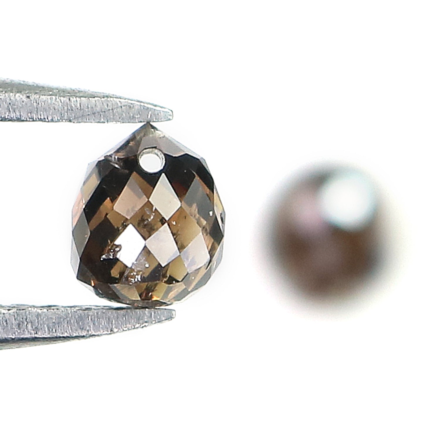 1.30 Ct Natural Loose Briolette Shape Diamond Brown Color Drop Diamond 4.70 MM Natural Loose Brown Color Briolette Rose Cut Diamond LQ125