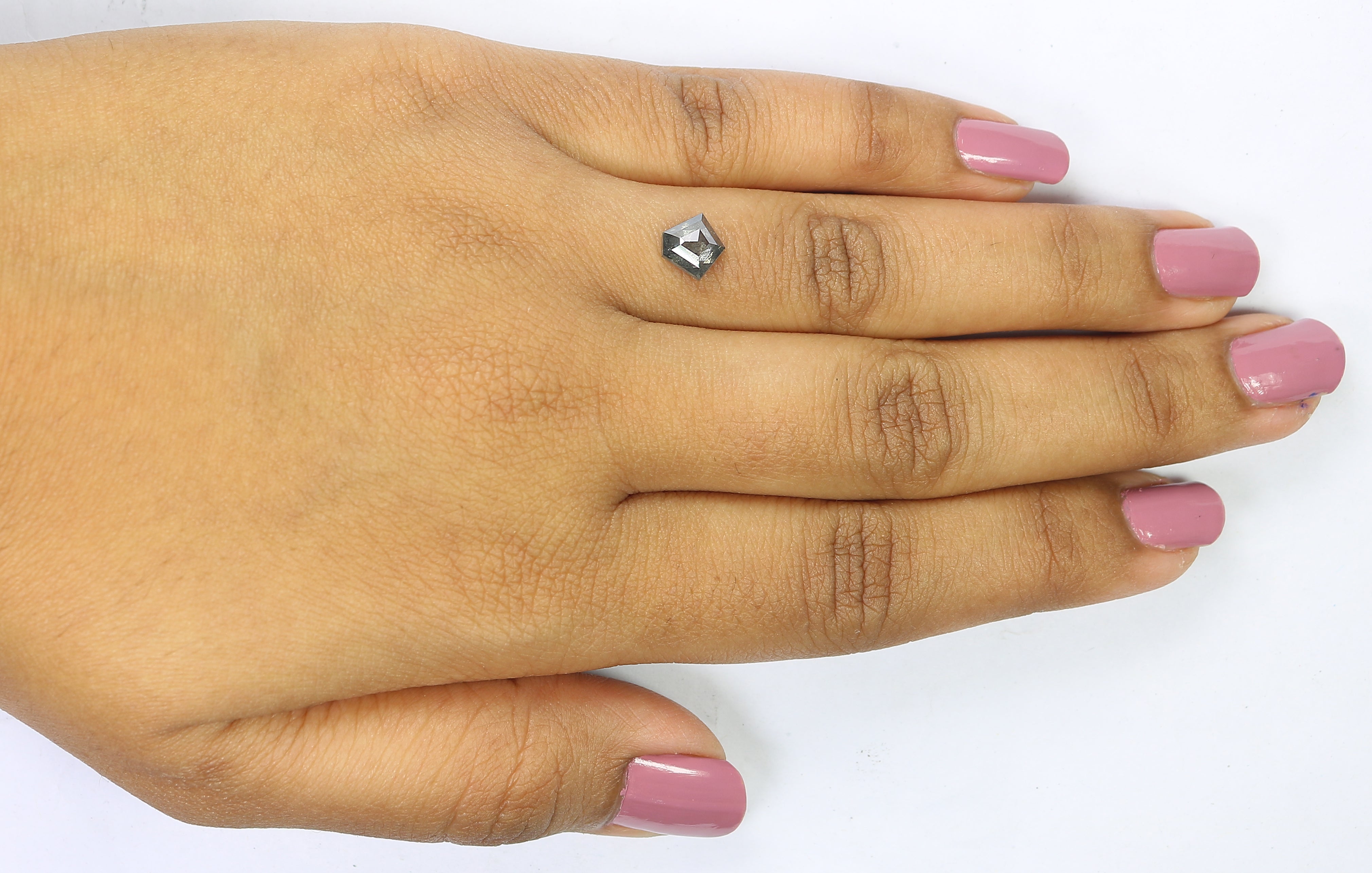 0.92 Ct Natural Loose Pentagon Shape Diamond Salt And Pepper Pentagon Cut Diamond 6.60 MM Black Gray Color Pentagon Rose Cut Diamond QL438