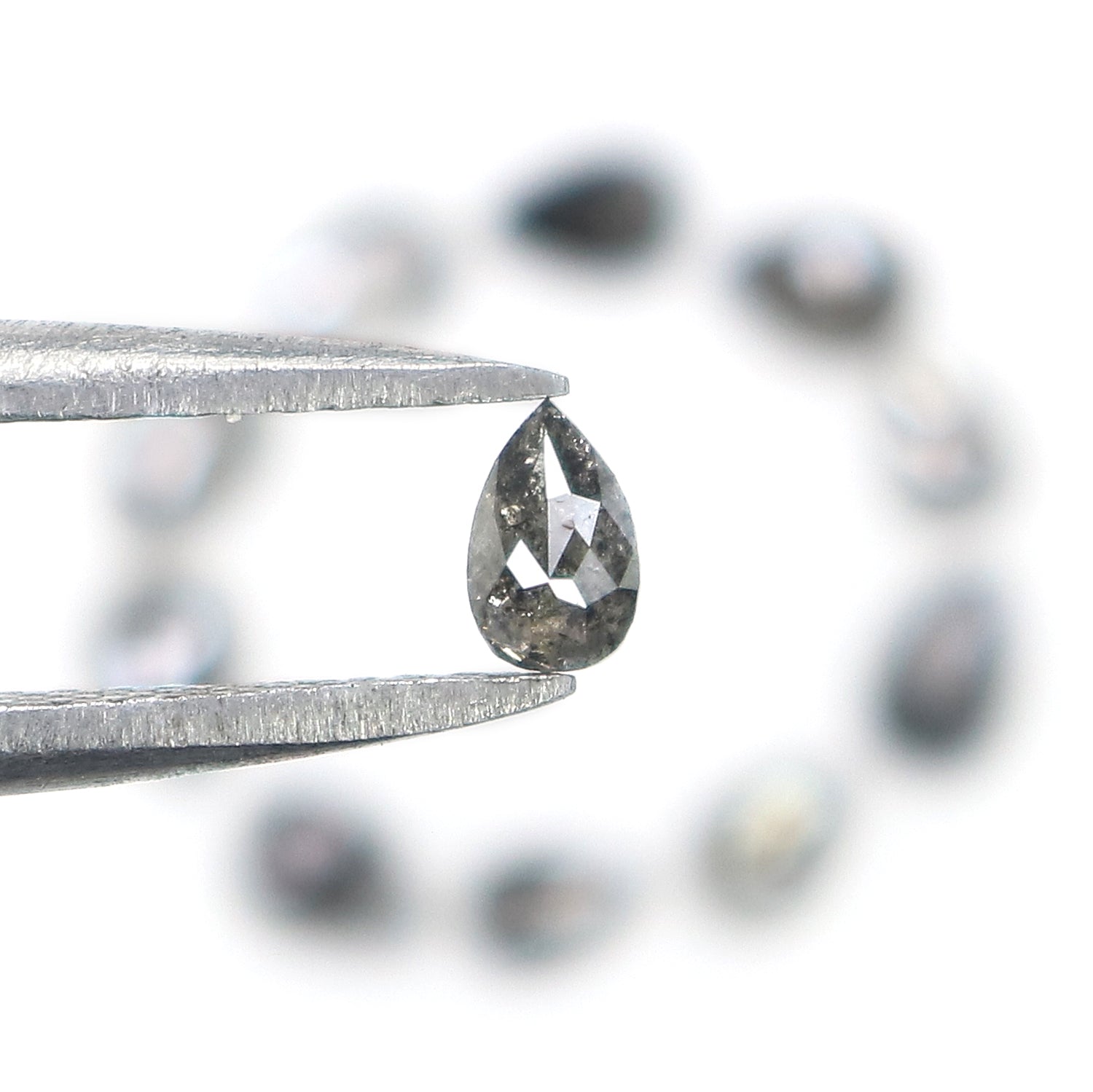 1.03 CT Natural Loose Pear Shape Diamond Salt And Pepper Pear Cut Diamond 3.15 MM Natural Black Grey Diamond Pear Rose Cut Diamond LQ2912