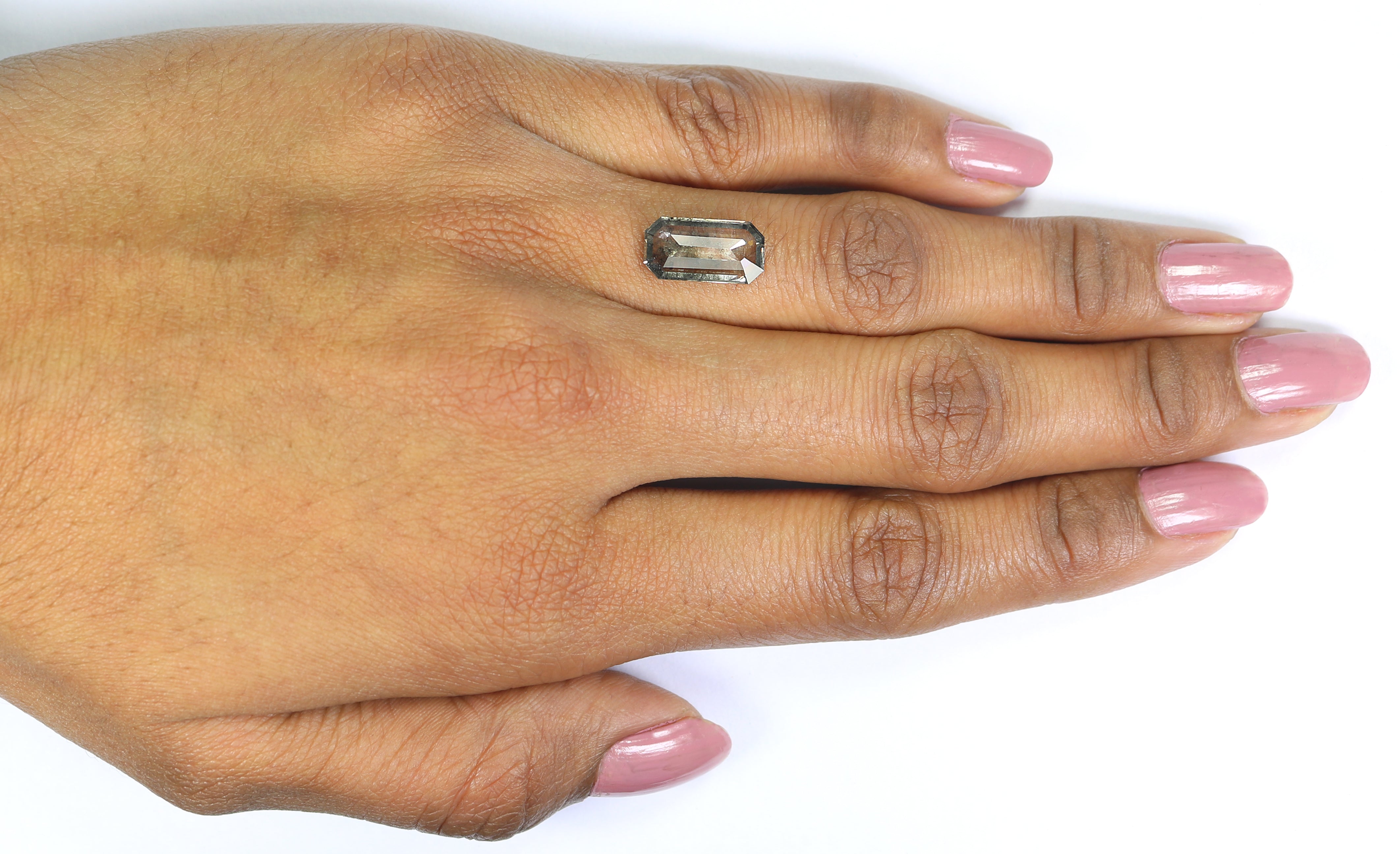 2.23 CT Emerald Rose Cut Salt And Pepper Lab Grown 12.90 MM Loose Diamond CVD Fancy Black Grey Color Lab Created Antique Cut Diamonds L3521