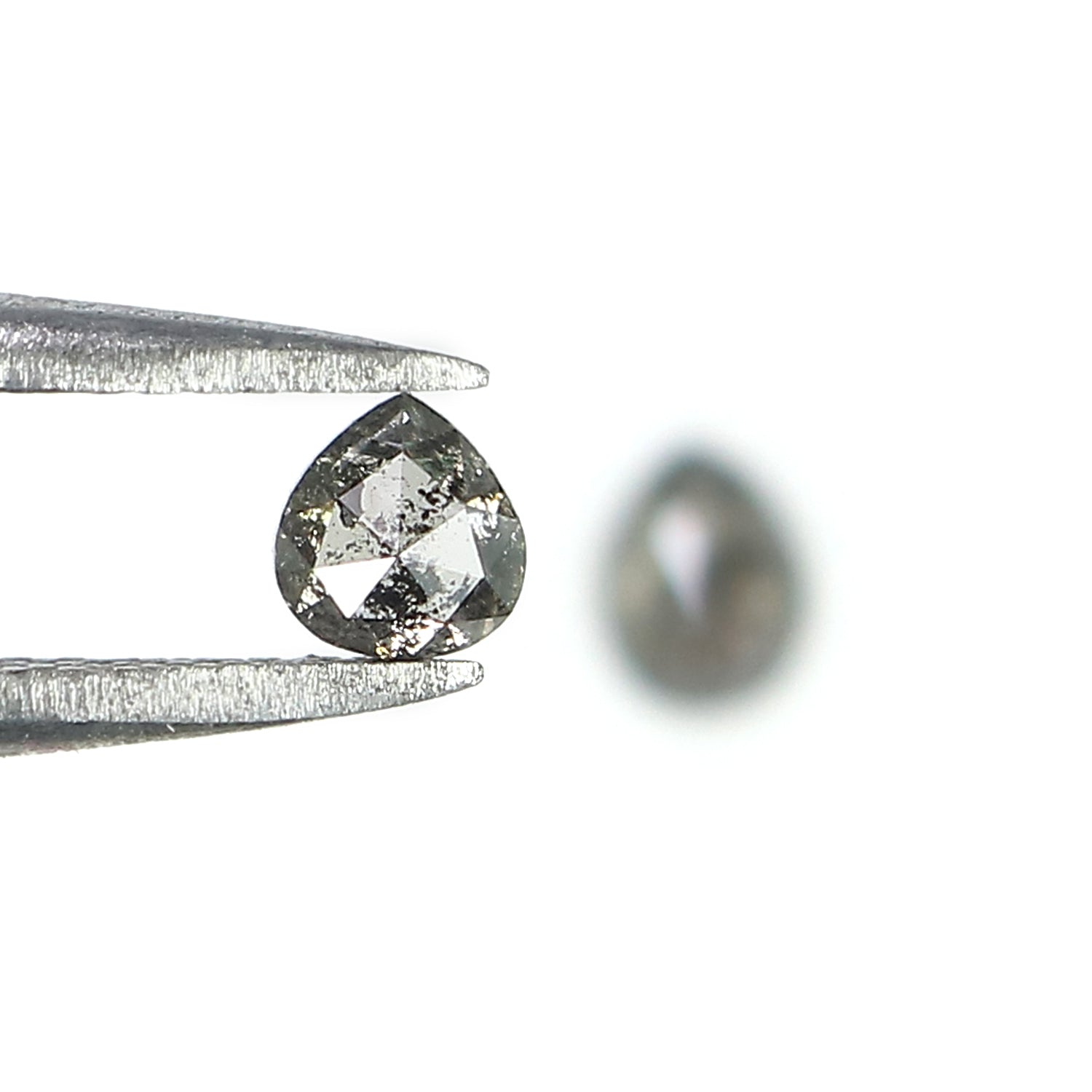 0.43 CT Natural Loose Pear Cut Pair Diamond Salt And Pepper Pear Shape Diamond 3.85 MM Natural Black Grey Color Pear Rose Cut Diamond KQ2478