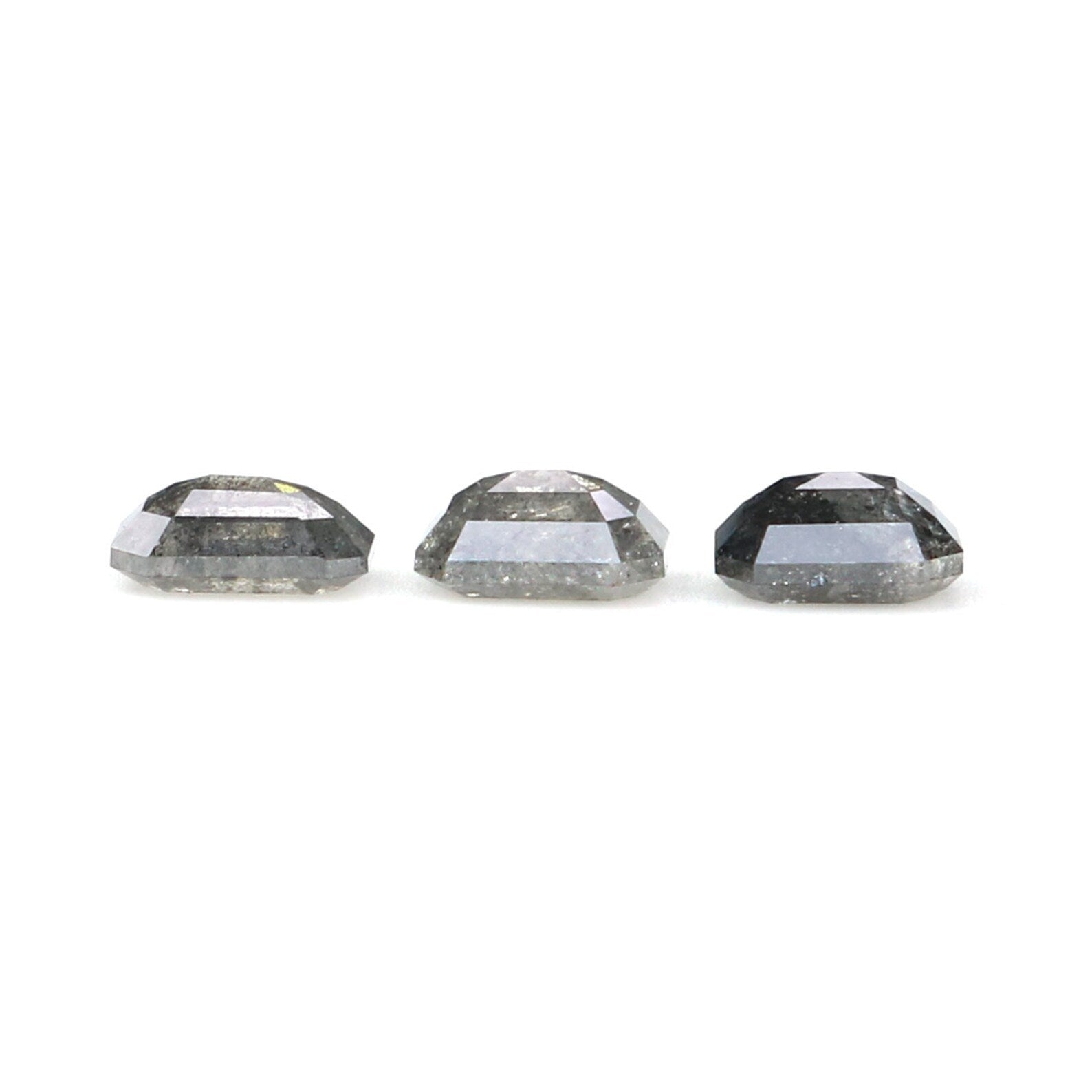 Natural Loose Emerald Salt And Pepper Diamond Black Grey Color 0.80 CT 4.08 MM Emerald Shape Rose Cut Diamond KDN2160