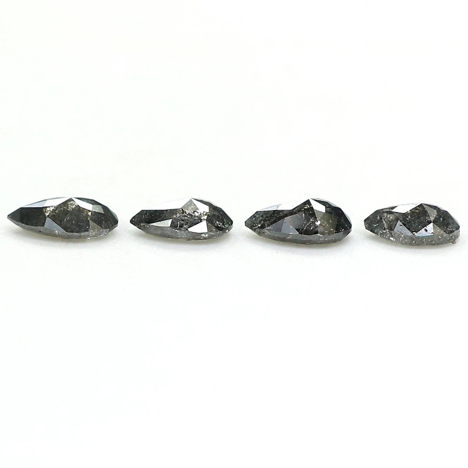 0.96 CT Natural Loose Pear Shape Diamond Salt And Pepper Pear Diamond 4.60 MM Natural Loose Black Grey Color Pear Rose Cut Diamond QN1425